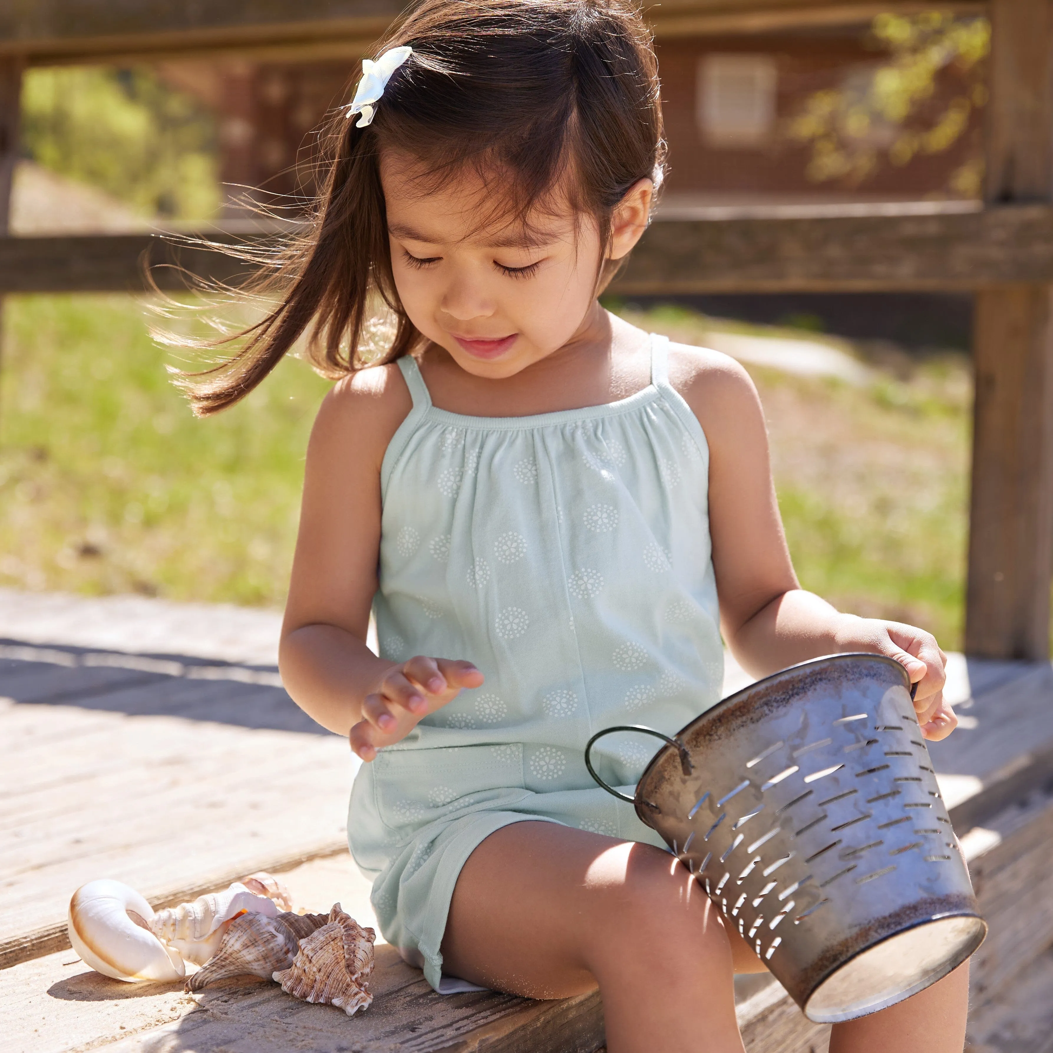 2-Pack Infant and Toddler Girls Light Grey Heather & Sand Dollars Rompers Gerber Childrenswea