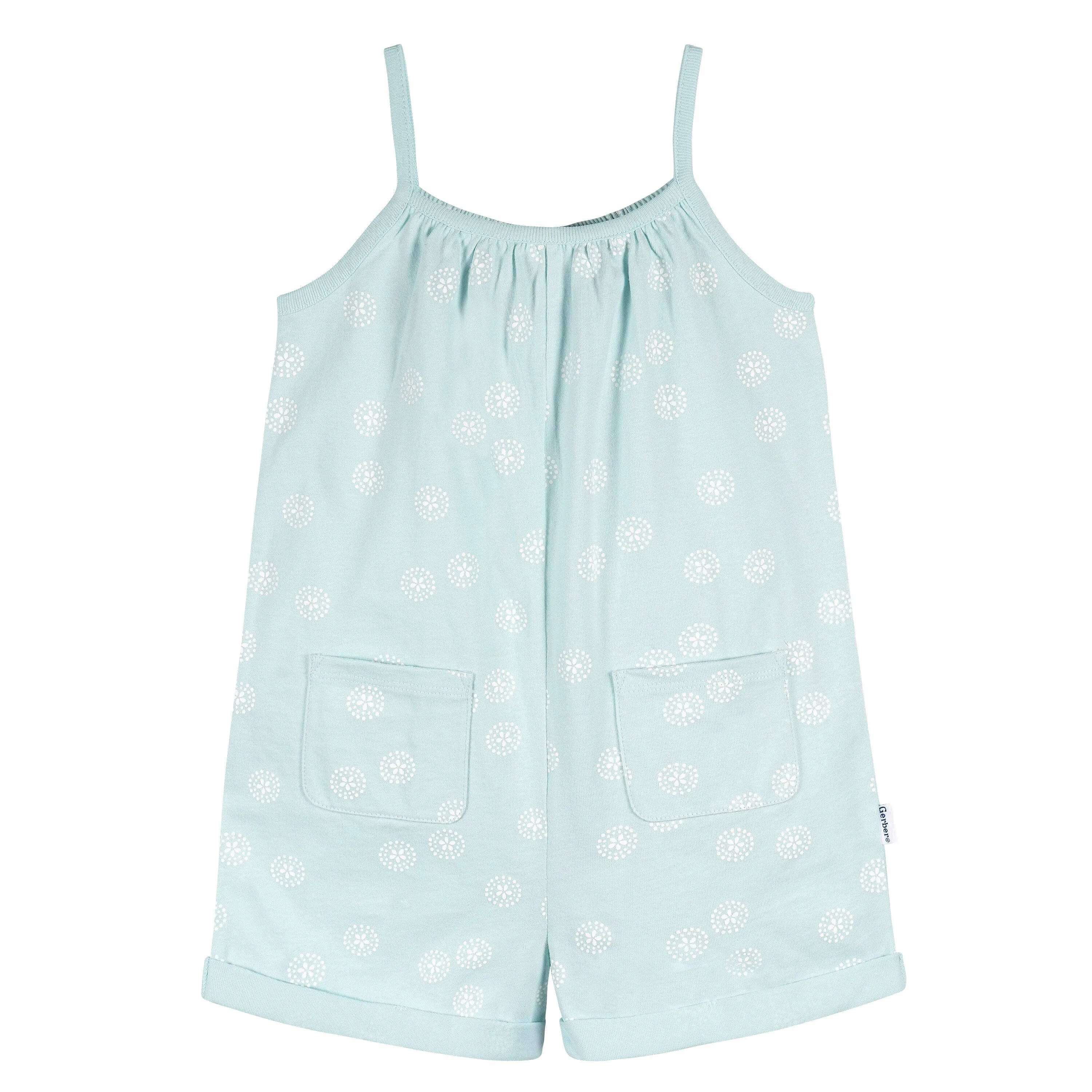 2-Pack Infant and Toddler Girls Light Grey Heather & Sand Dollars Rompers Gerber Childrenswea