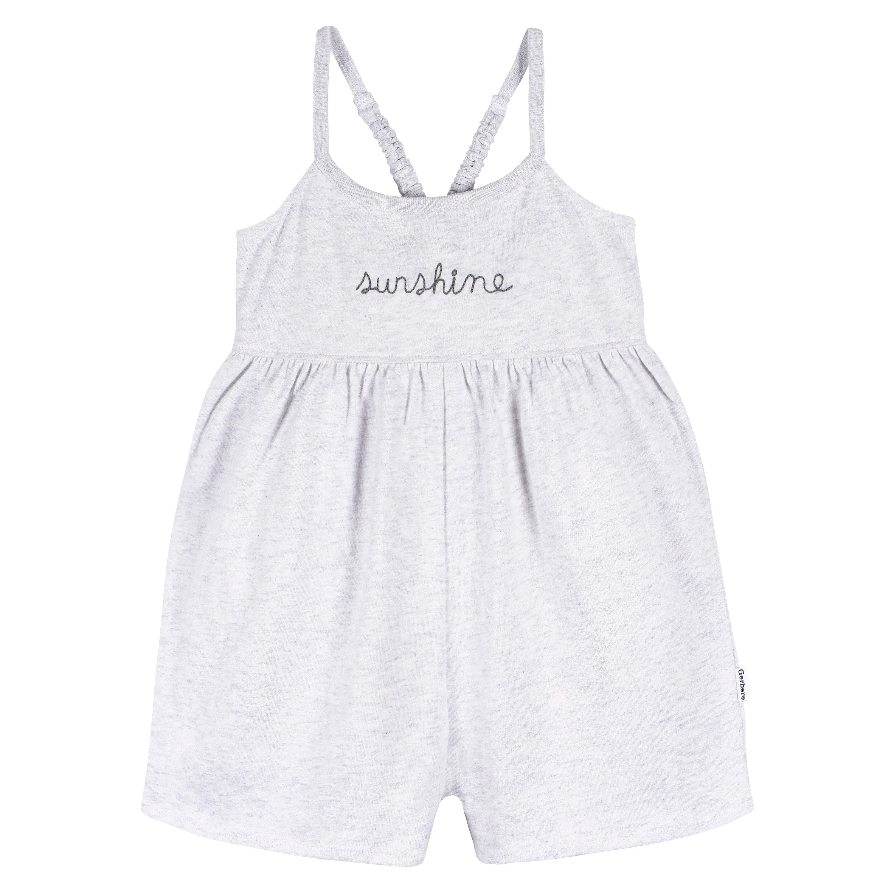 2-Pack Infant and Toddler Girls Light Grey Heather & Sand Dollars Rompers Gerber Childrenswea