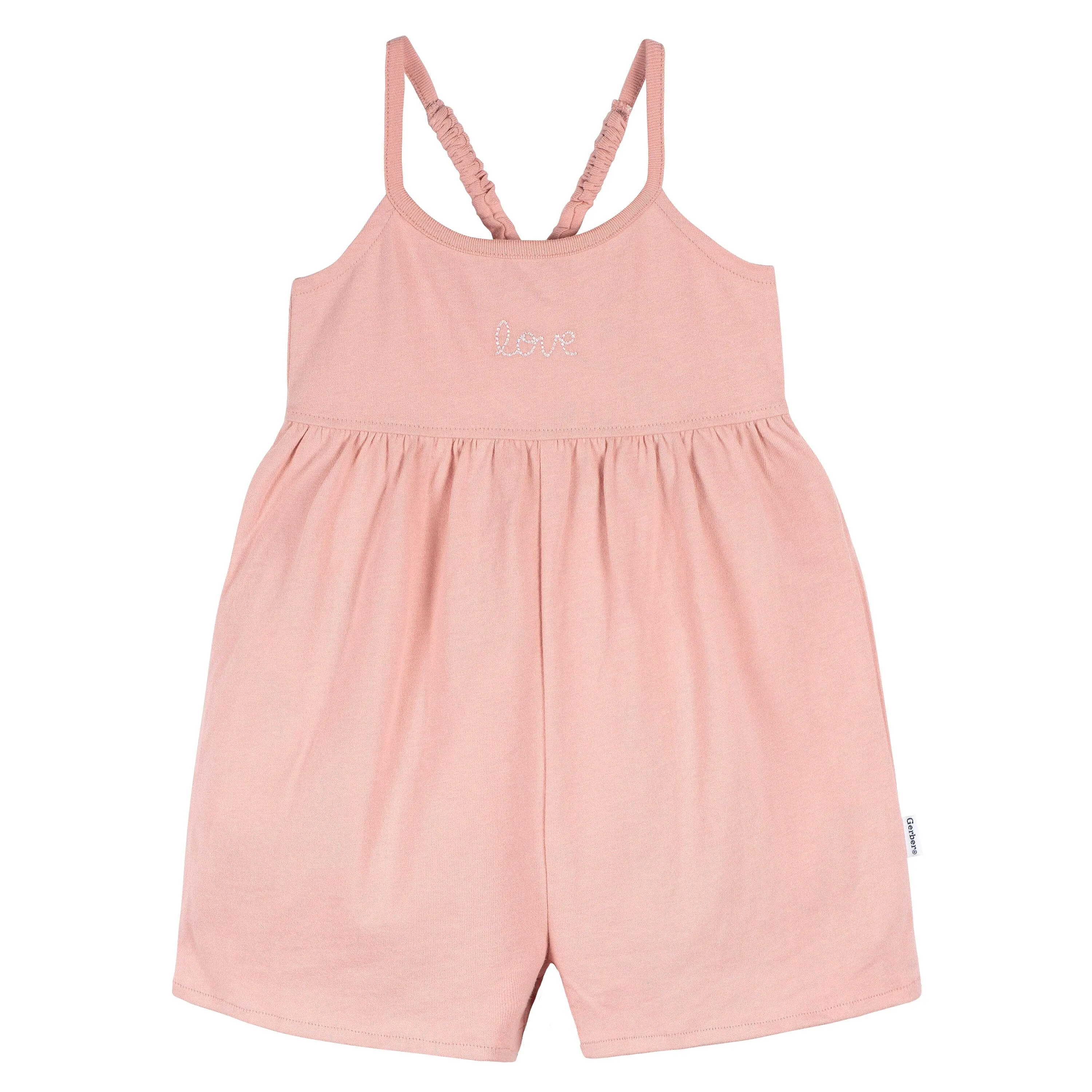 2-Pack Infant and Toddler Girls Rose Pink & Dots Rompers Gerber Childrenswea