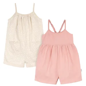 2-Pack Infant and Toddler Girls Rose Pink & Dots Rompers Gerber Childrenswea