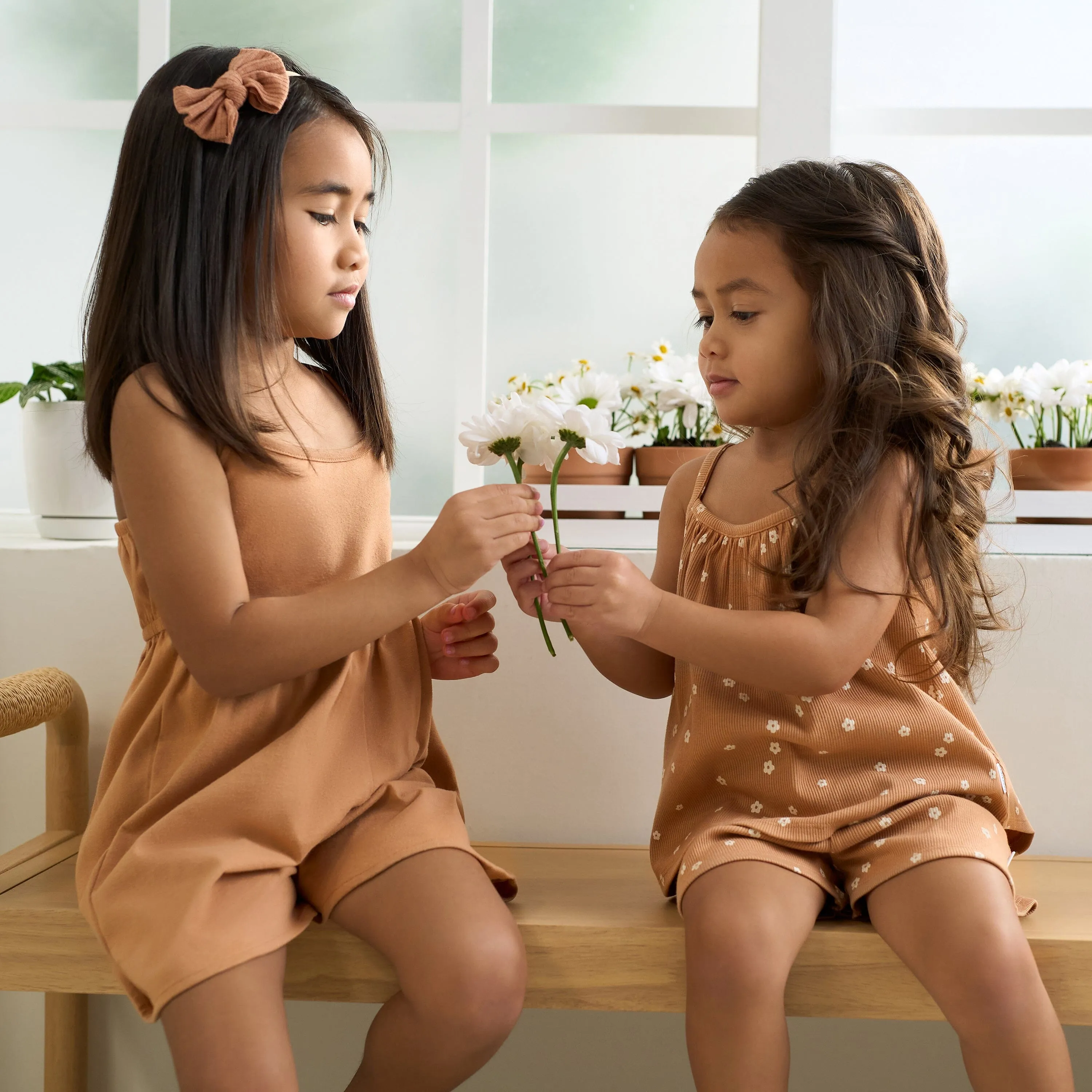2-Pack Infant and Toddler Girls Rust & Floral Rompers Gerber Childrenswea