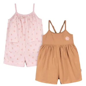 2-Pack Infant and Toddler Girls Rust & Floral Rompers Gerber Childrenswea