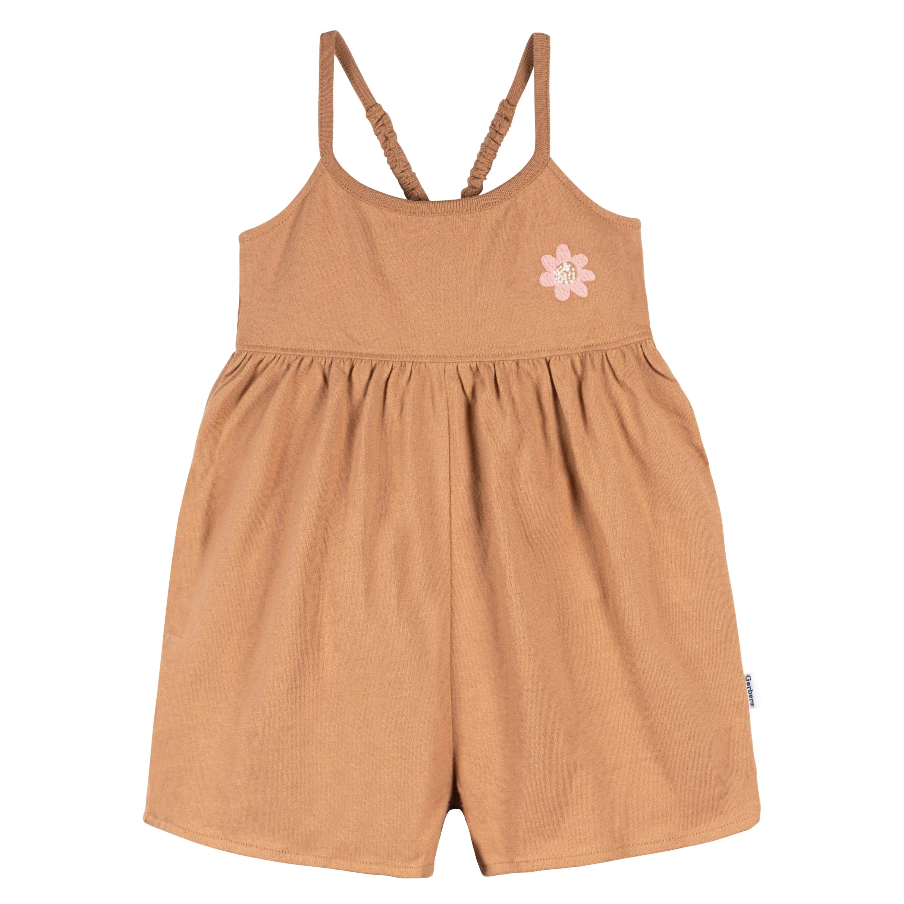 2-Pack Infant and Toddler Girls Rust & Floral Rompers Gerber Childrenswea