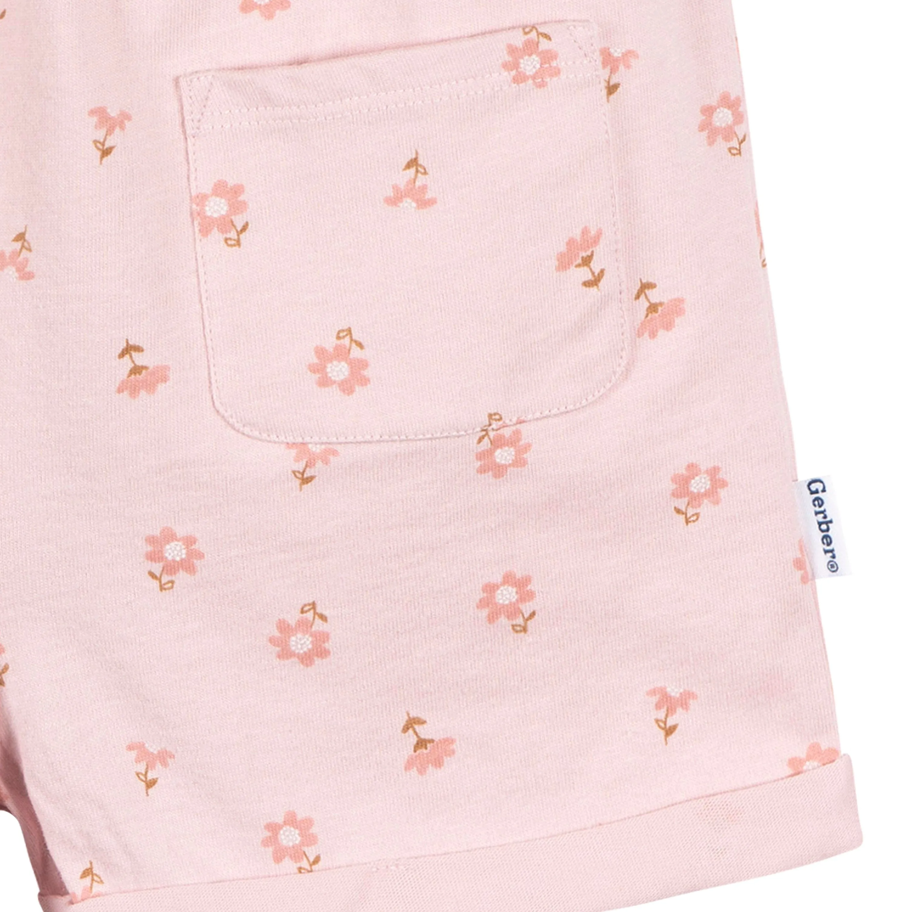 2-Pack Infant and Toddler Girls Rust & Floral Rompers Gerber Childrenswea