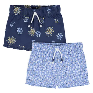 2-Pack Infant Girls Blue Floral Pull-On Shorts Gerber Childrenswea