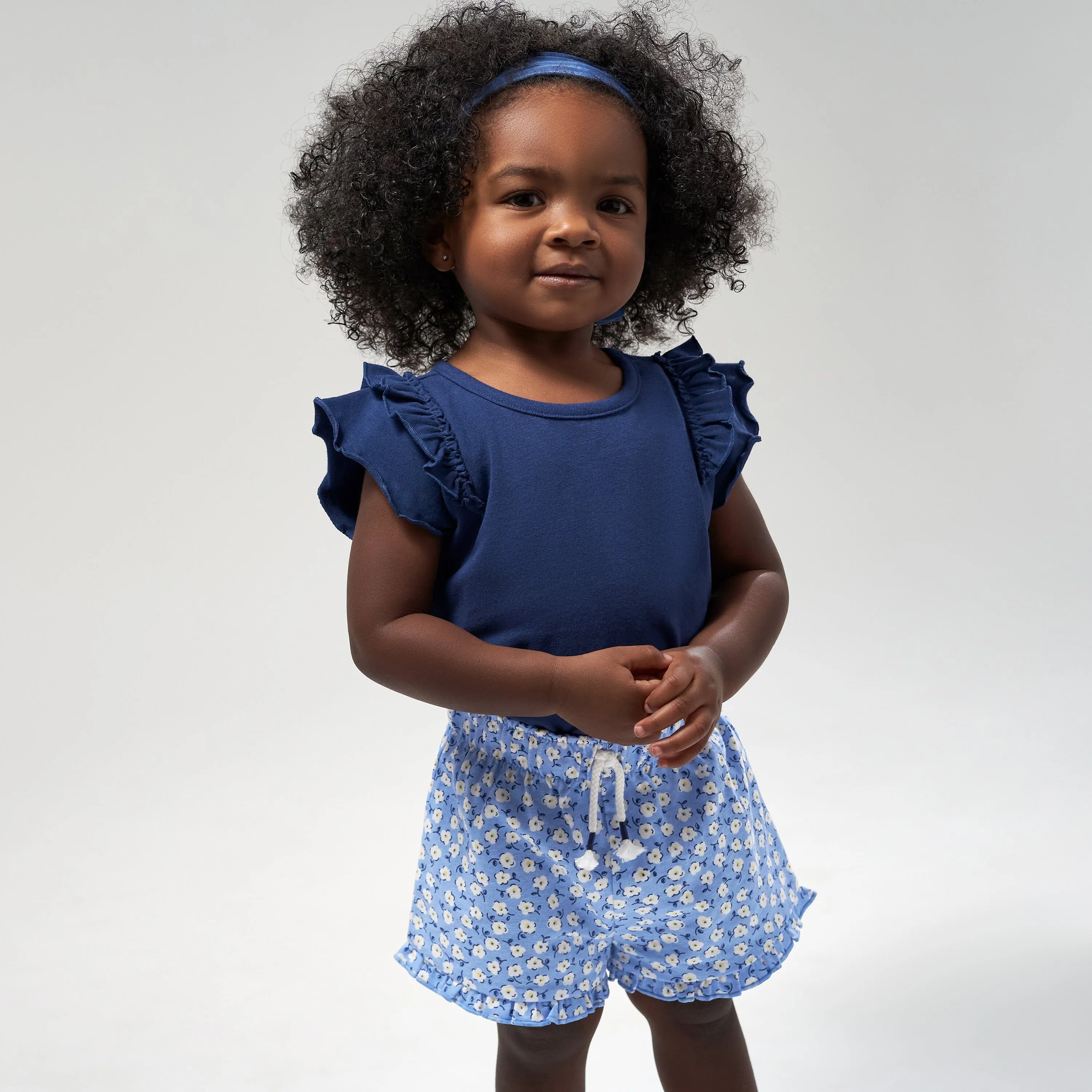 2-Pack Infant Girls Blue Floral Pull-On Shorts Gerber Childrenswea