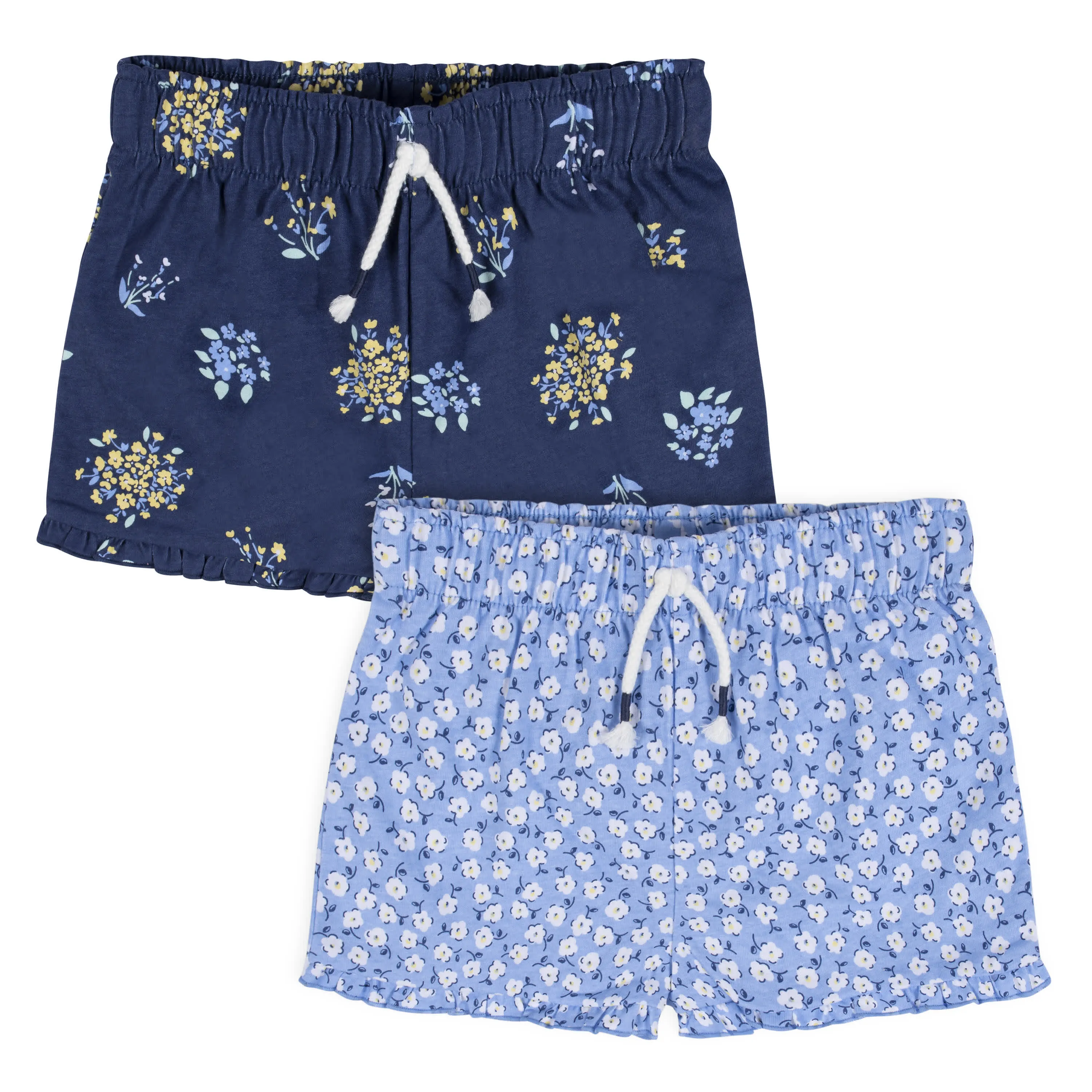 2-Pack Infant Girls Blue Floral Pull-On Shorts Gerber Childrenswea