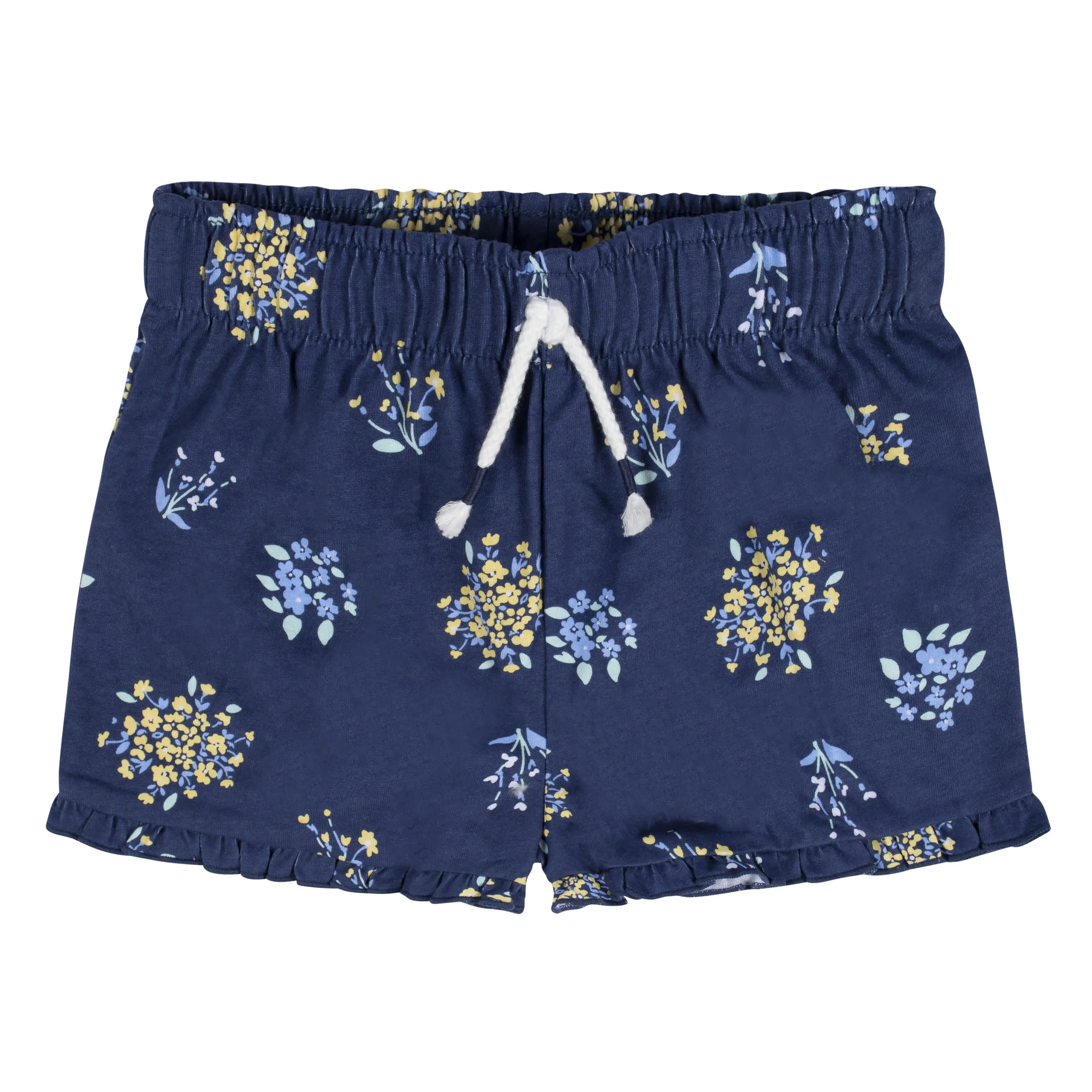 2-Pack Infant Girls Blue Floral Pull-On Shorts Gerber Childrenswea