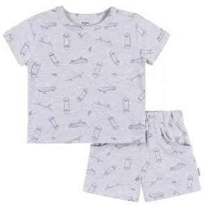 2-Piece Baby & Toddler Boys Heather Skateboard T-Shirt and Shorts Set Gerber Childrenswea