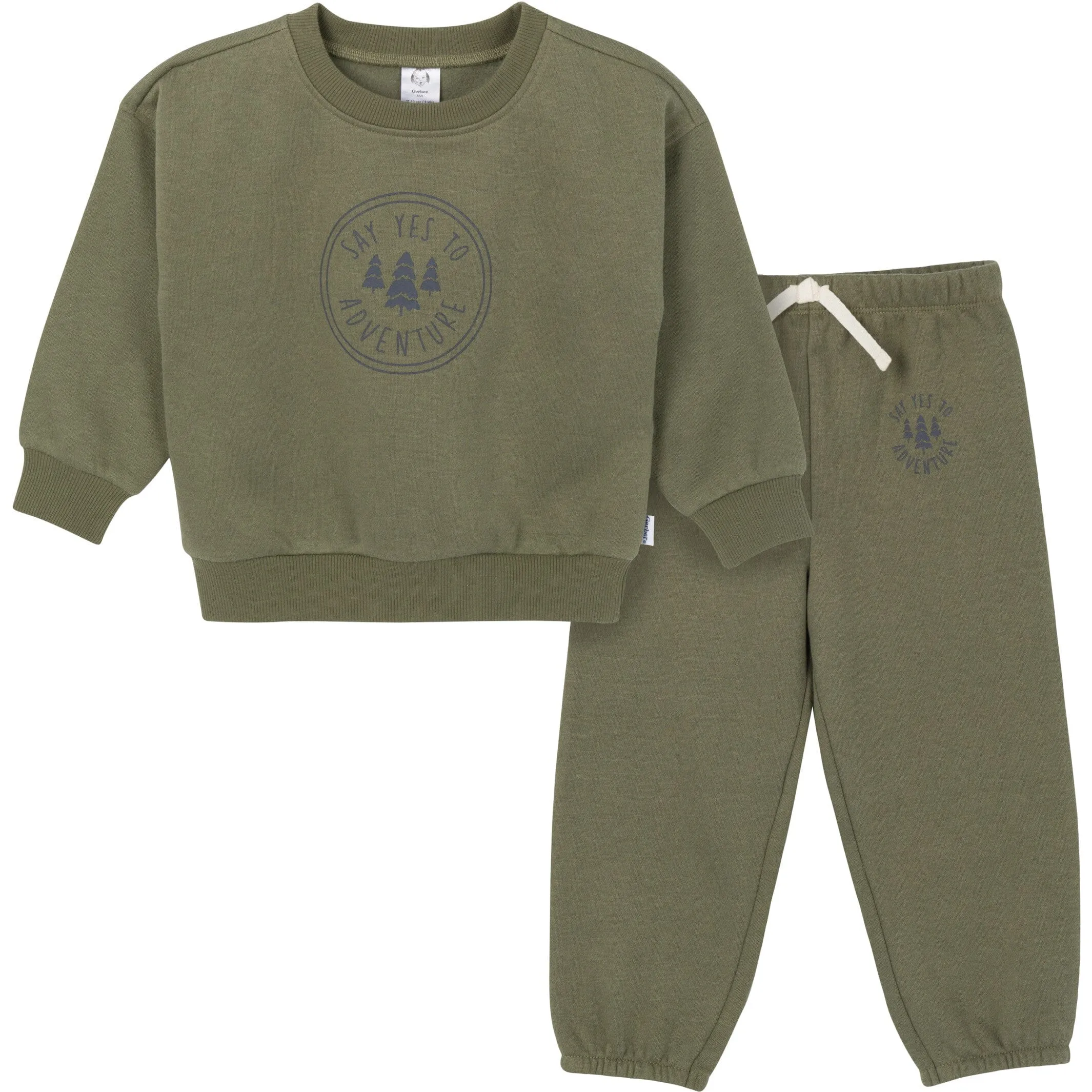 2-Piece Baby & Toddler Boys Olive Adventure Sweatshirt & Pant Set Gerber Childrenswea