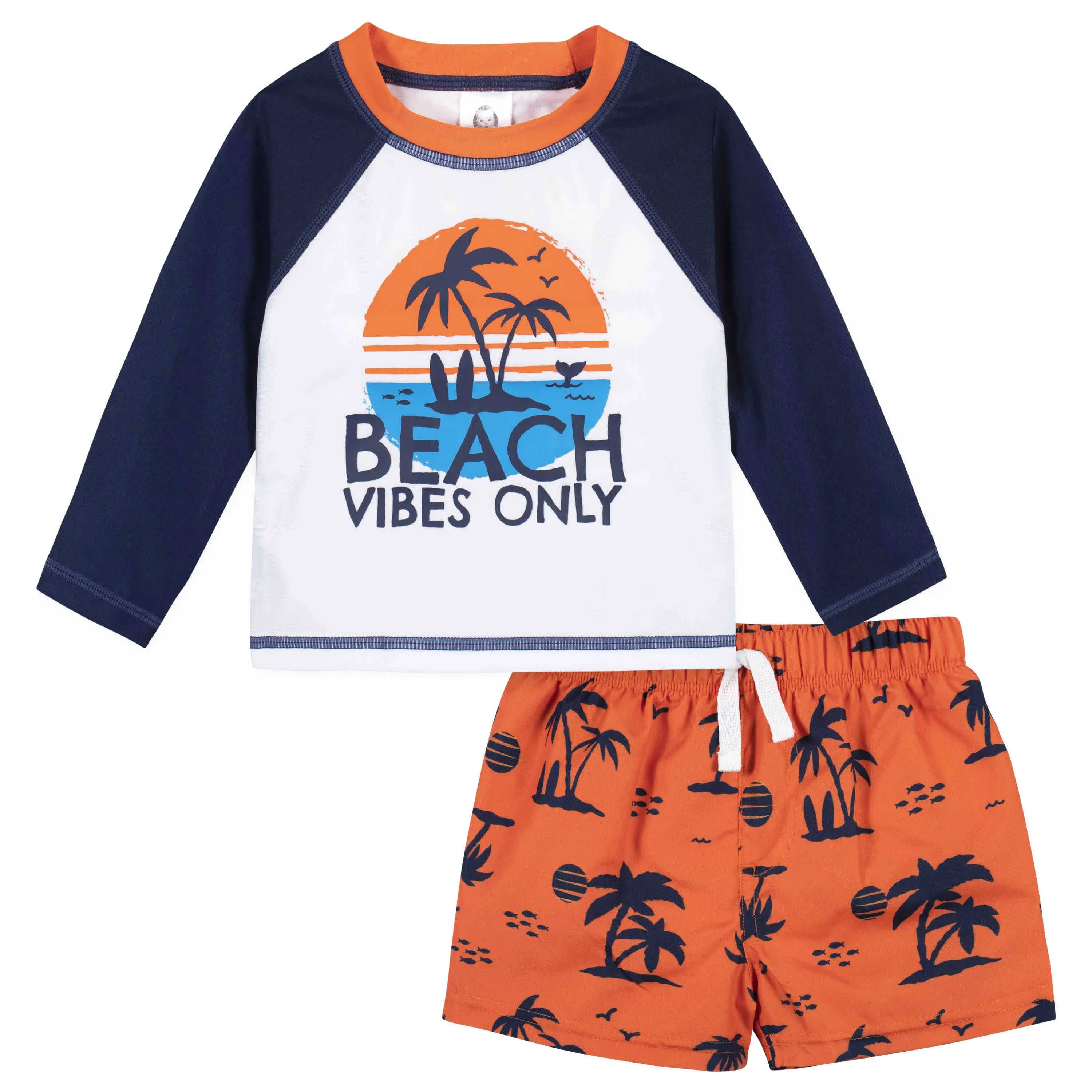 2-Piece Baby & Toddler Boys UPF 50  Vacation Vibes Rash Guard & Swim Trunks Set Gerber Childrenswea
