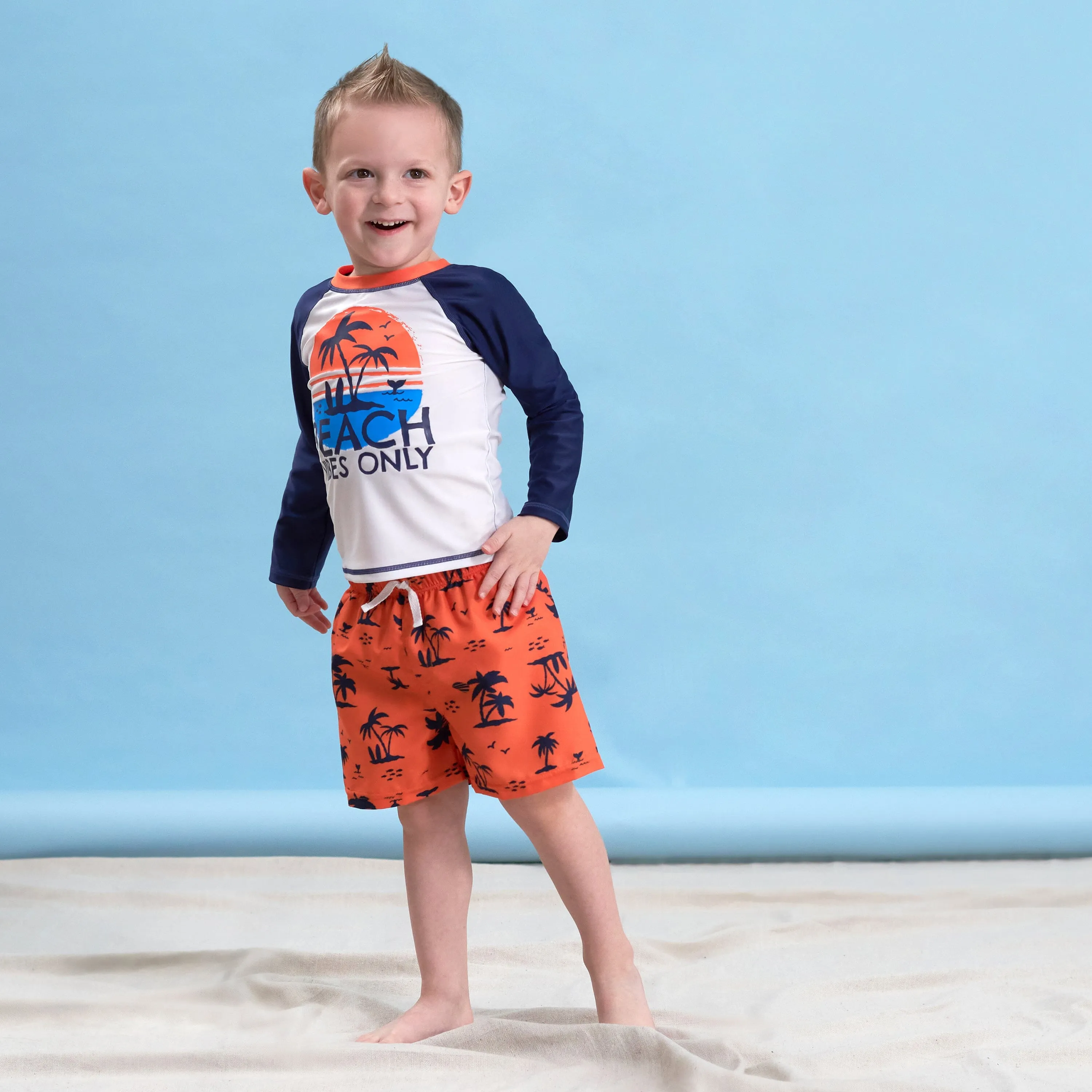 2-Piece Baby & Toddler Boys UPF 50  Vacation Vibes Rash Guard & Swim Trunks Set Gerber Childrenswea
