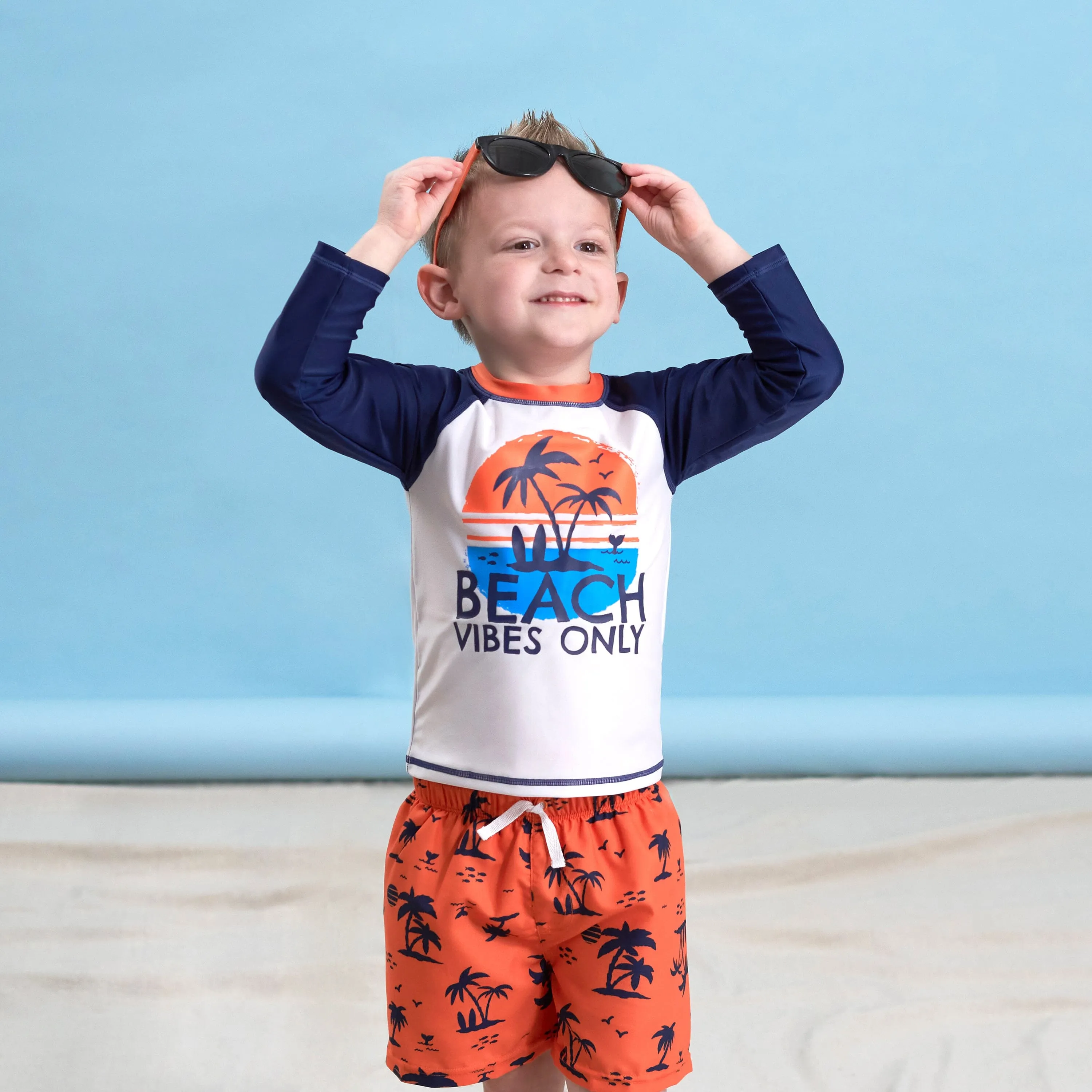 2-Piece Baby & Toddler Boys UPF 50  Vacation Vibes Rash Guard & Swim Trunks Set Gerber Childrenswea