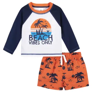 2-Piece Baby & Toddler Boys UPF 50  Vacation Vibes Rash Guard & Swim Trunks Set Gerber Childrenswea