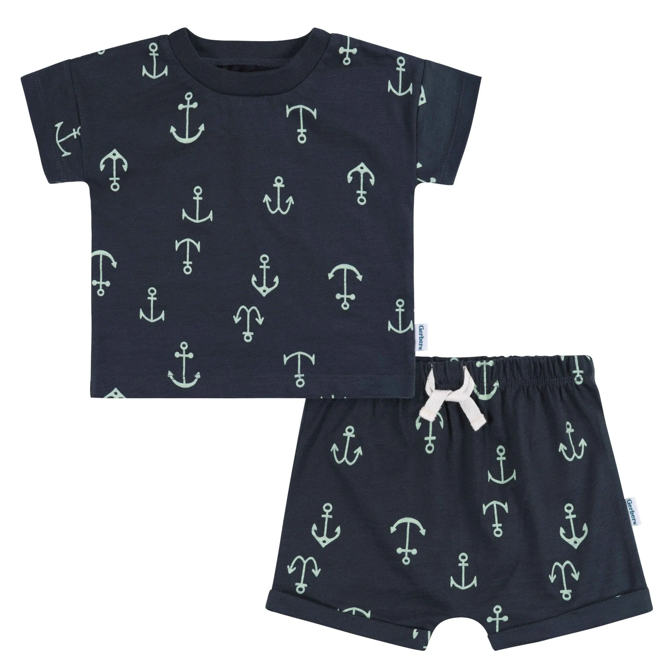 2-Piece Baby and Toddler Boys Anchor T-Shirt and Shorts Set Gerber Childrenswea