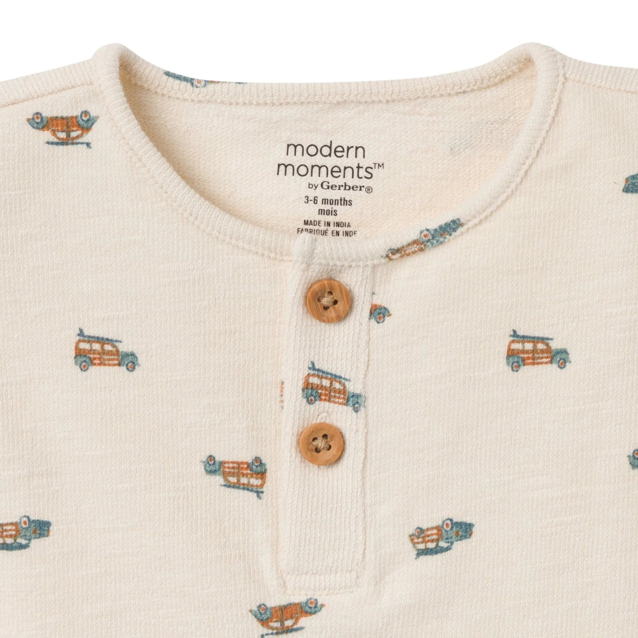 2-Piece Baby Boys Beach Buggys Henley Shirt and Shorts Set Gerber Childrenswea