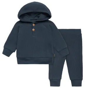 2-Piece Baby Boys Navy Waffle Hoodie and Pant Set Gerber Childrenswea