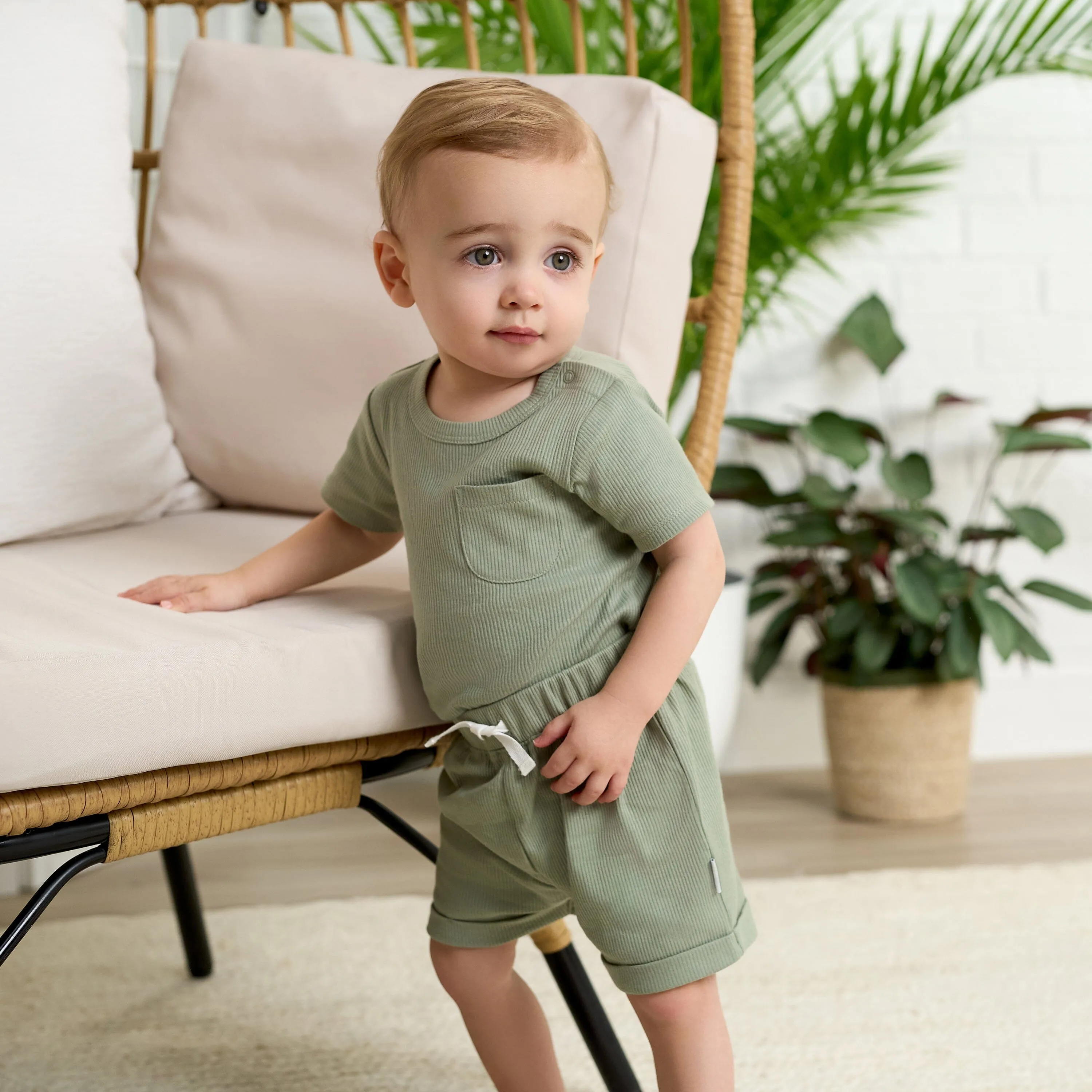 2-Piece Baby Boys Olive Bodysuit and Shorts Set Gerber Childrenswea