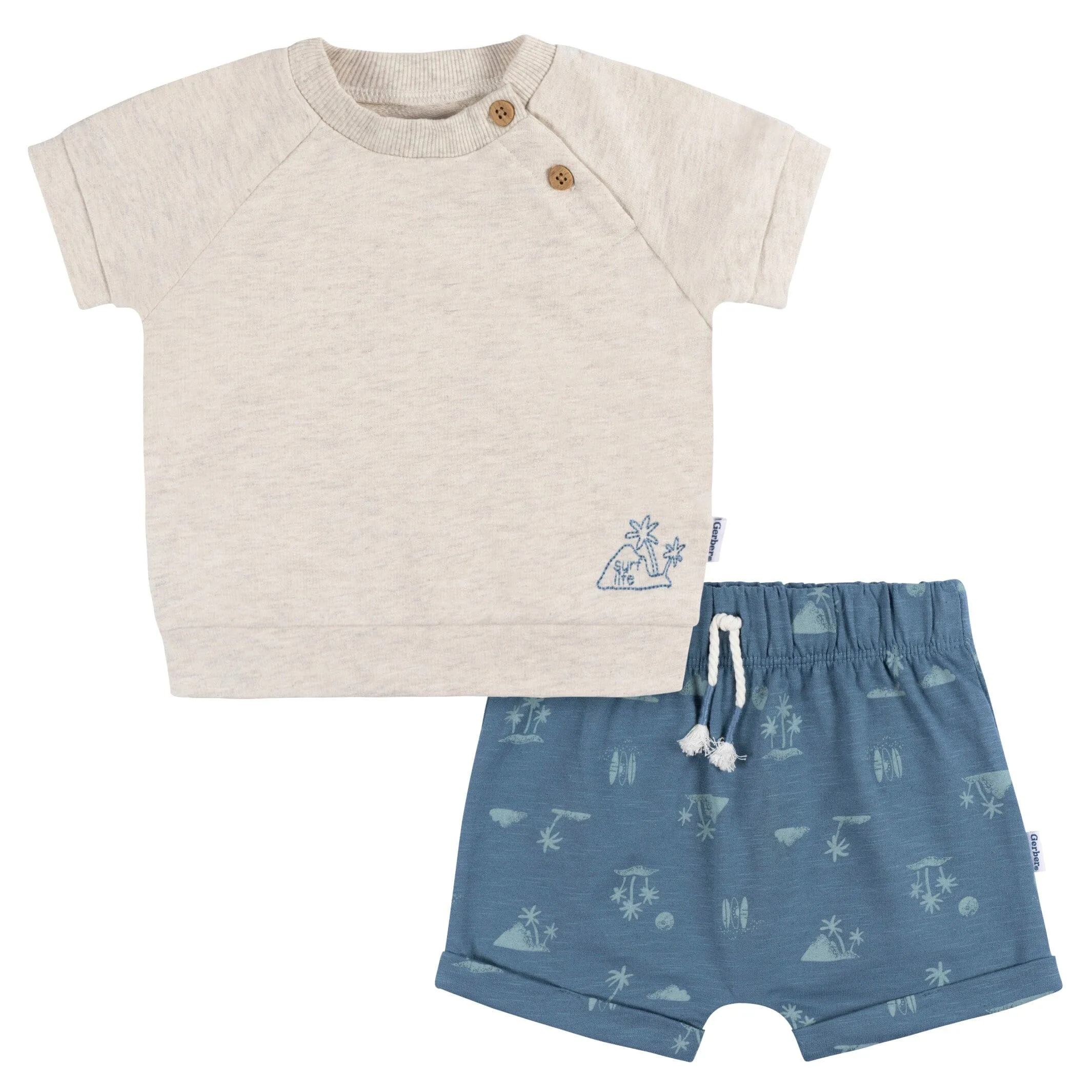 2-Piece Baby Boys Surf Life T-Shirt and Shorts Set Gerber Childrenswea