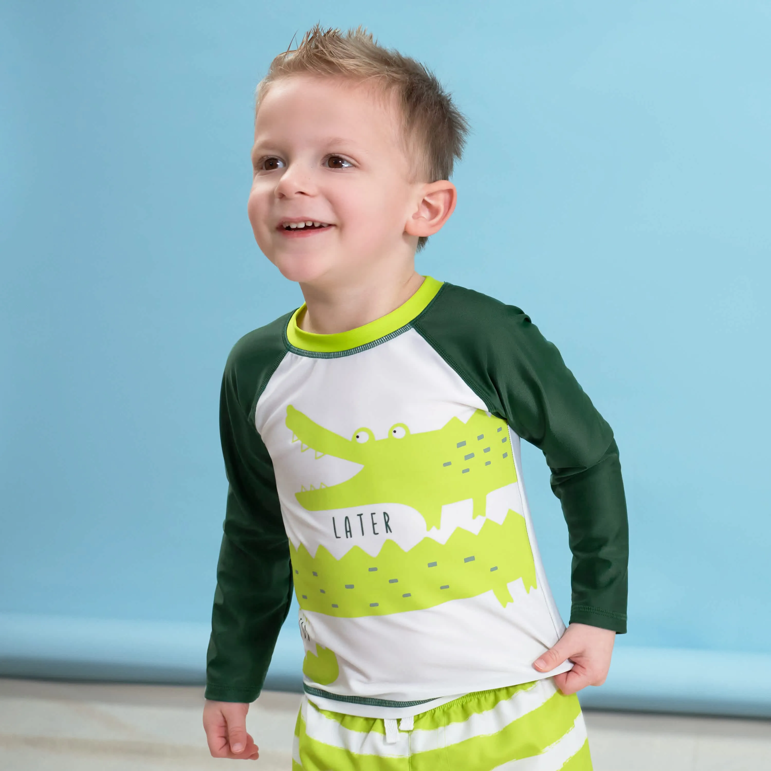 2-Piece Baby Boys UPF 50  Later Gator Rash Guard & Swim Trunks Set Gerber Childrenswea