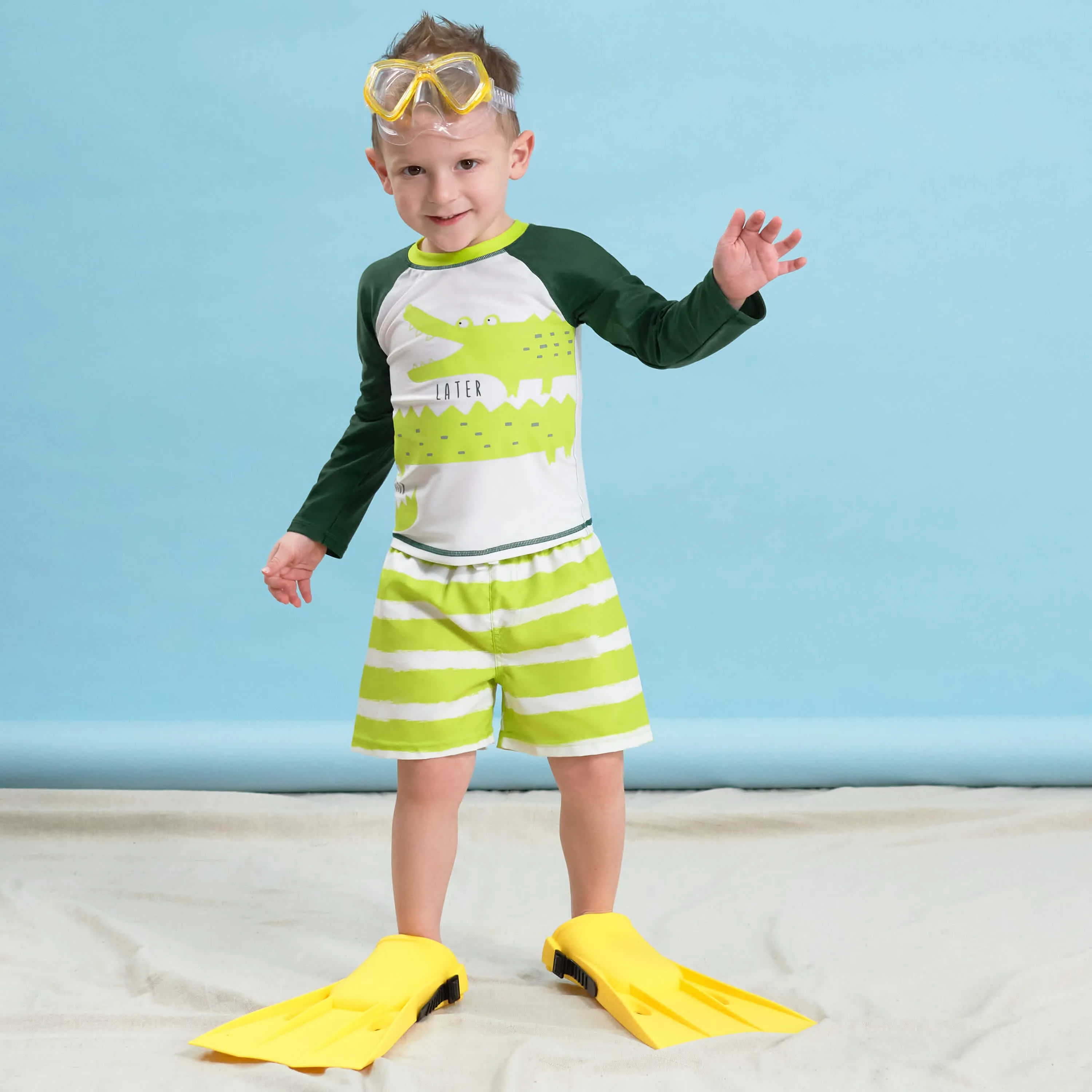 2-Piece Baby Boys UPF 50  Later Gator Rash Guard & Swim Trunks Set Gerber Childrenswea