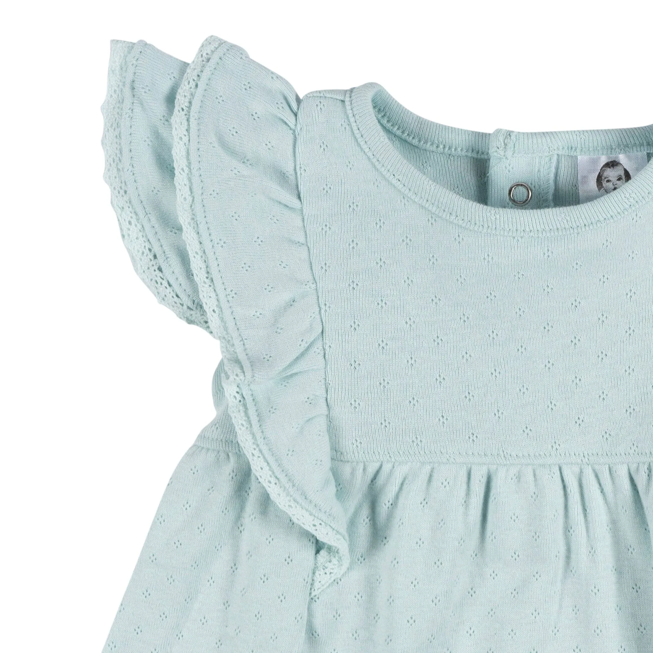 2-Piece Baby Girls Aqua Blue Dress & Diaper Cover Set Gerber Childrenswea