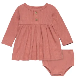 2-Piece Baby Girls Dark Pink Waffle Dress Set Gerber Childrenswea