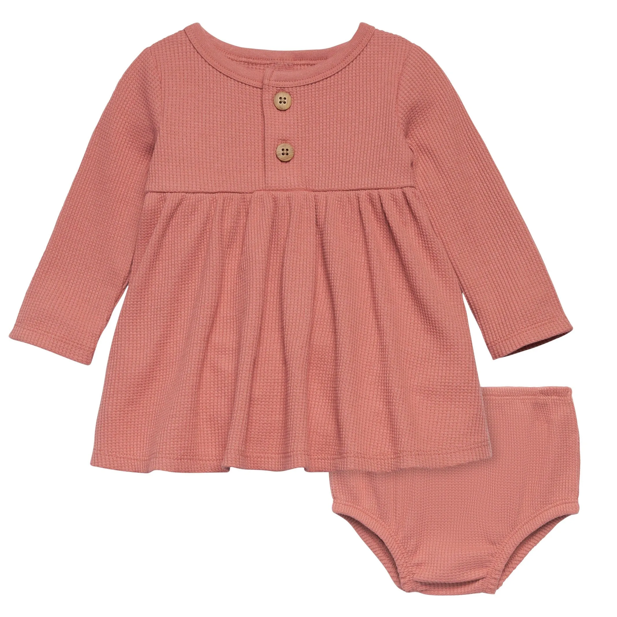 2-Piece Baby Girls Dark Pink Waffle Dress Set Gerber Childrenswea