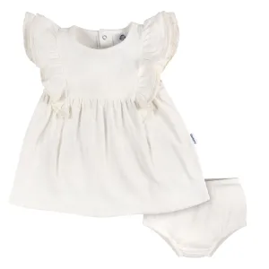 2-Piece Baby Girls Ivory Dress & Diaper Cover Set Gerber Childrenswea