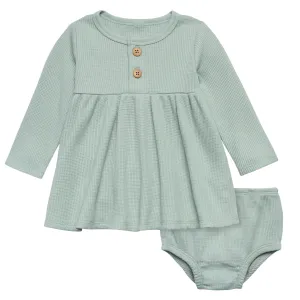 2-Piece Baby Girls Medium Sky Waffle Dress Set Gerber Childrenswea
