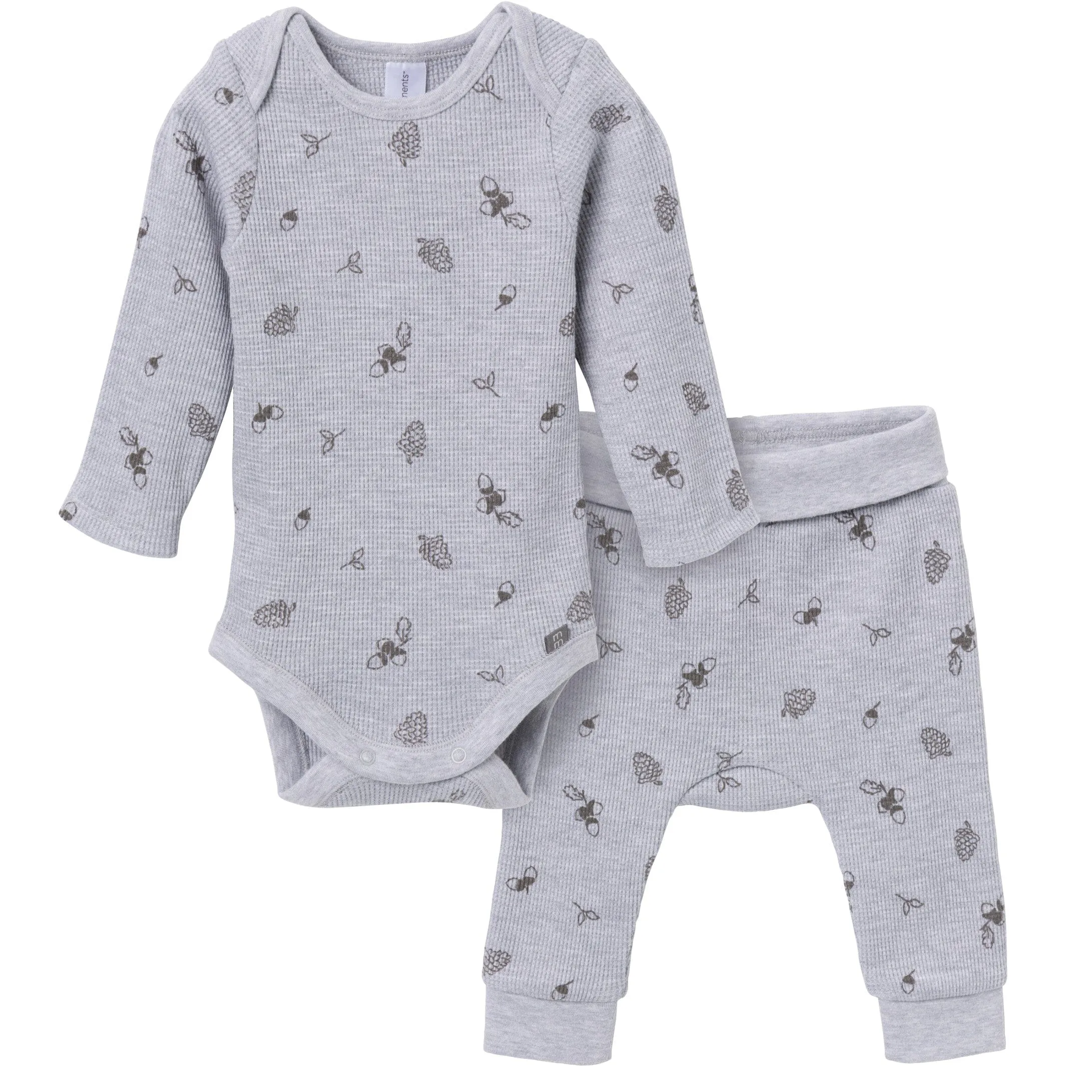 2-Piece Baby Neutral Acorn Grey Heather Bodysuit and Pant Set Gerber Childrenswea