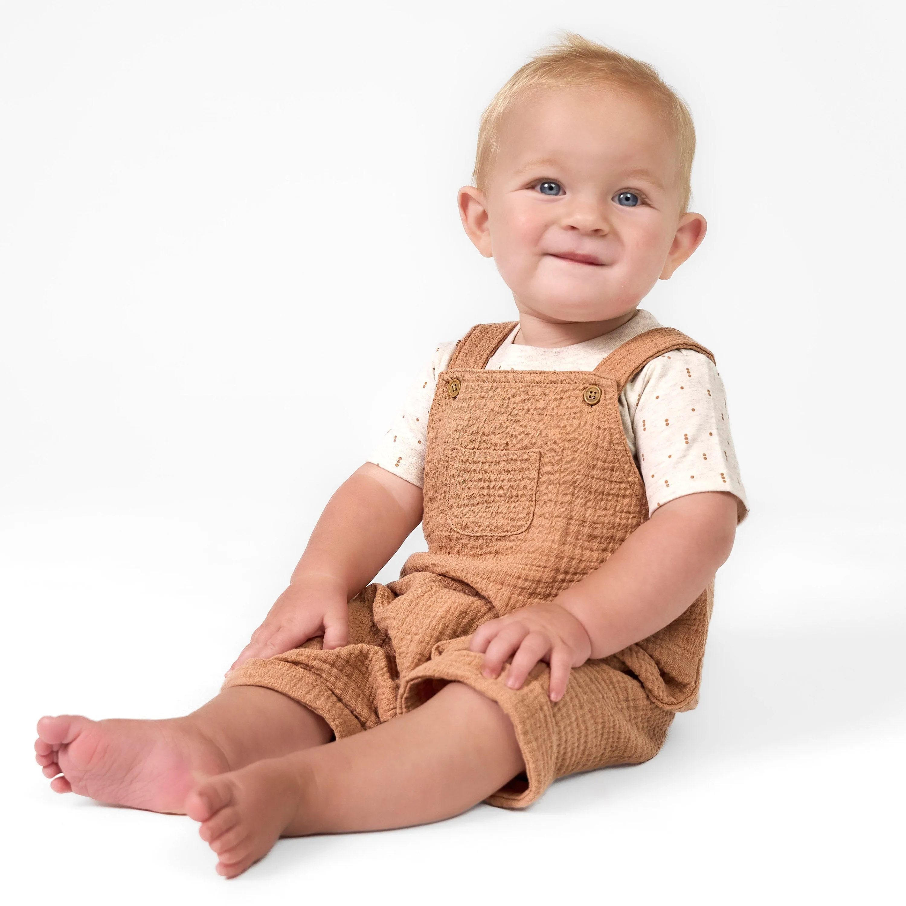 2-Piece Baby Neutral Dots Cotton Gauze Overall Romper and T-Shirt Set Gerber Childrenswea