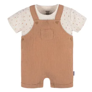 2-Piece Baby Neutral Dots Cotton Gauze Overall Romper and T-Shirt Set Gerber Childrenswea