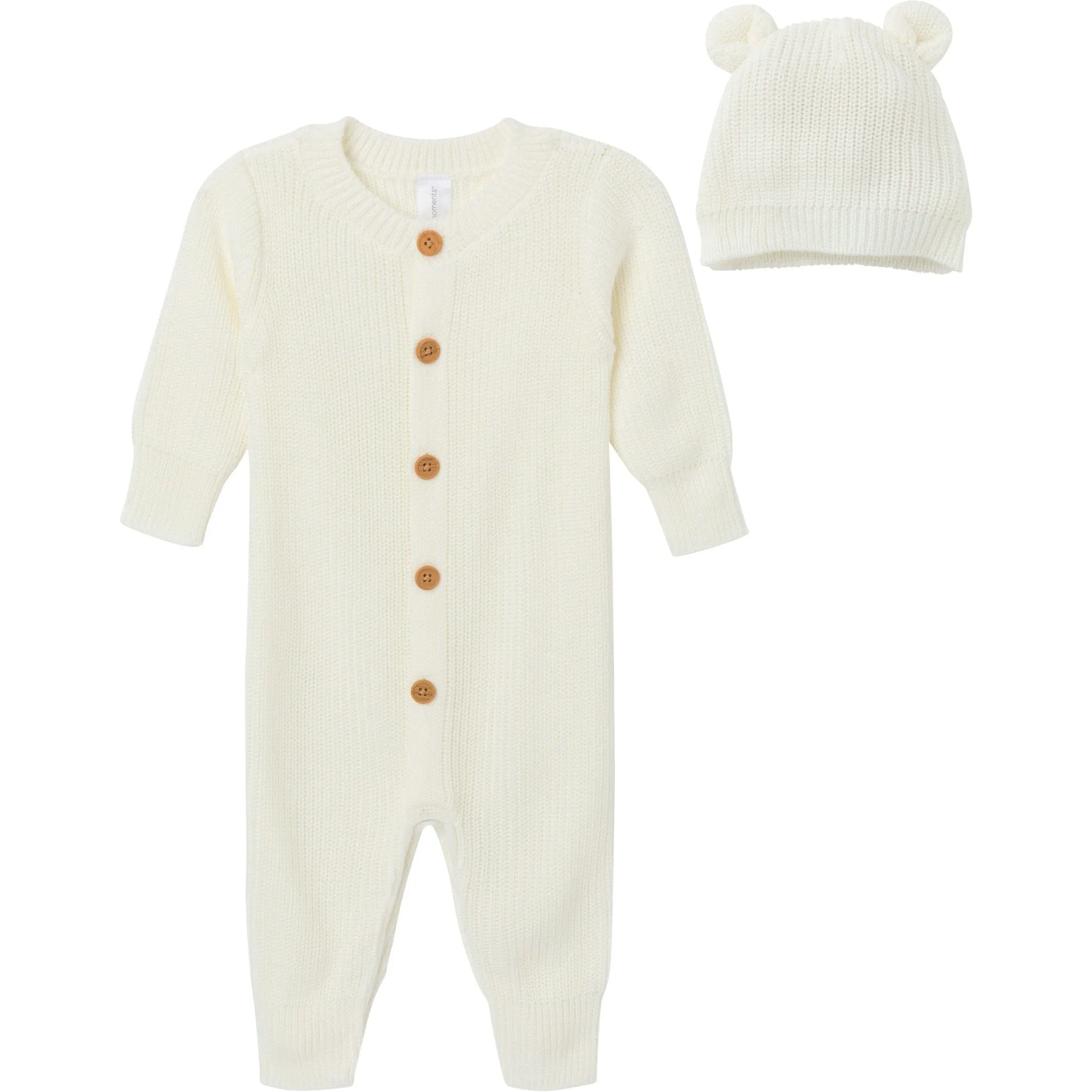 2-Piece Baby Neutral Ivory Sweater Romper & Hat Set Gerber Childrenswea