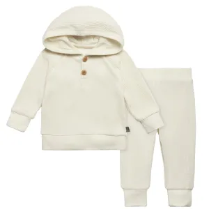 2-Piece Baby Neutral Ivory Waffle Hoodie and Pant Set Gerber Childrenswea