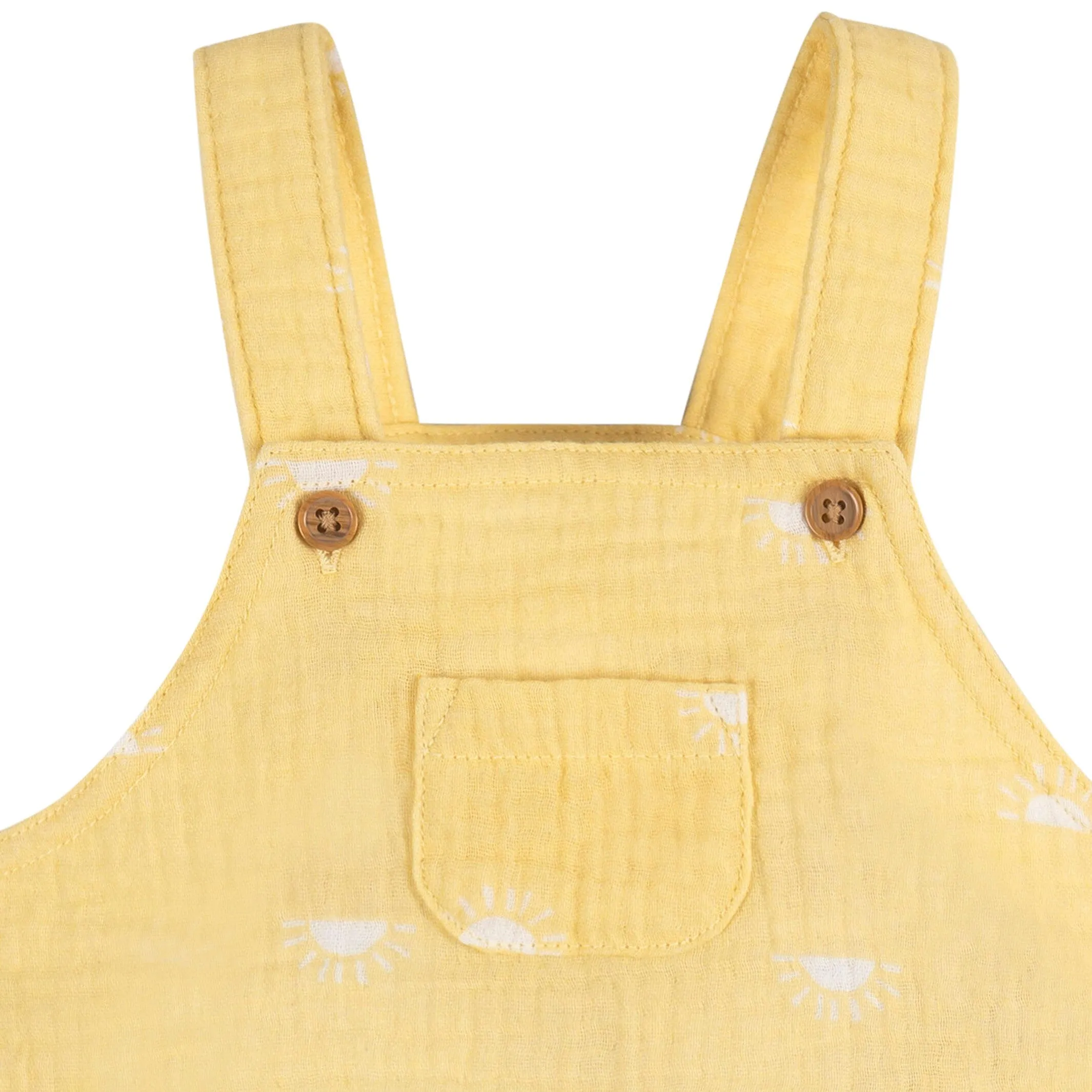2-Piece Baby Neutral Sunrise Cotton Gauze Overall Romper and T-Shirt Set Gerber Childrenswea