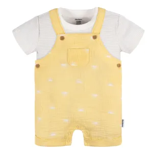 2-Piece Baby Neutral Sunrise Cotton Gauze Overall Romper and T-Shirt Set Gerber Childrenswea
