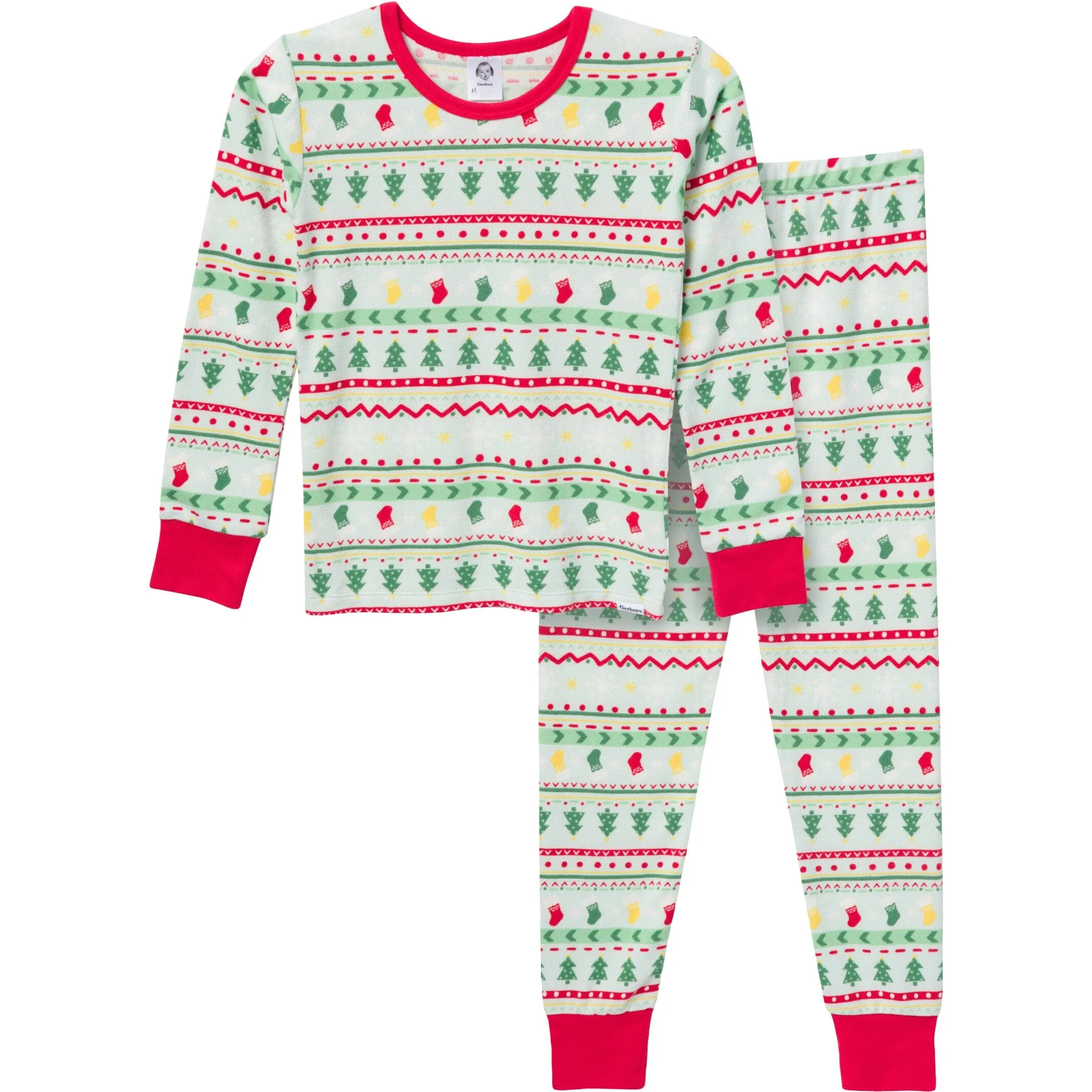 2-Piece Big Kids Neutral Oh What Fun Fair Isle Hacci Snug Fit Pajama Set Gerber Childrenswea