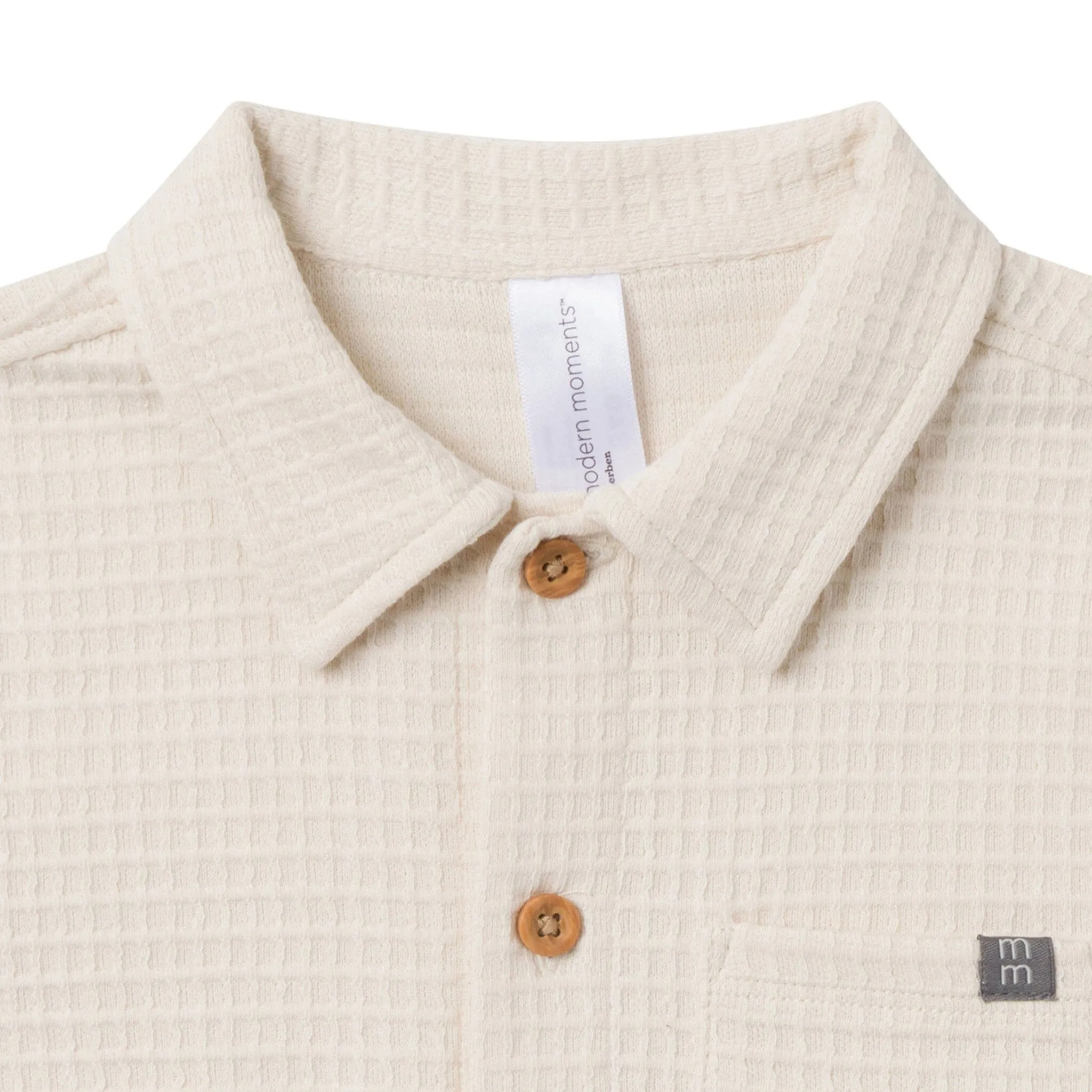 2-Piece Infant & Toddler Boys Beige Button Front Shirt and Shorts Set Gerber Childrenswea