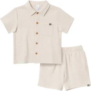 2-Piece Infant & Toddler Boys Beige Button Front Shirt and Shorts Set Gerber Childrenswea