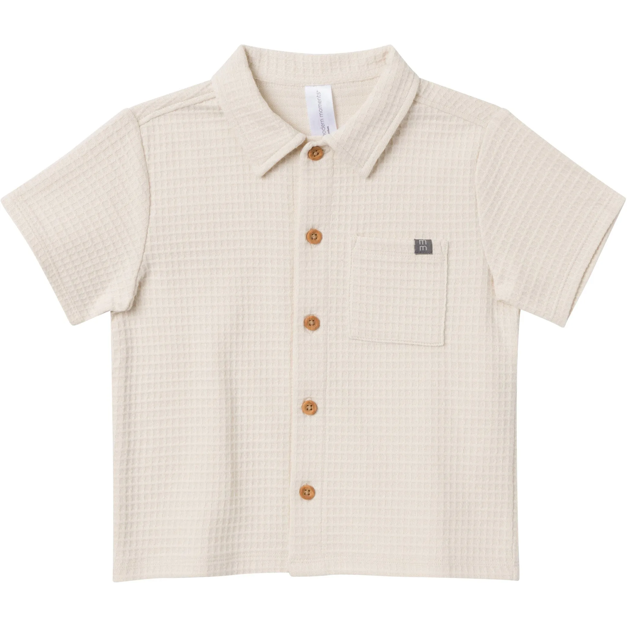 2-Piece Infant & Toddler Boys Beige Button Front Shirt and Shorts Set Gerber Childrenswea