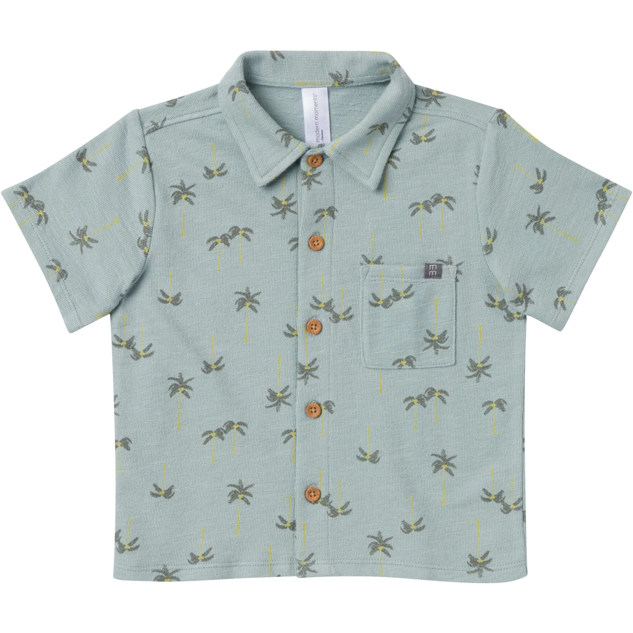 2-Piece Infant & Toddler Boys Blue Palms Button Front Shirt and Shorts Set Gerber Childrenswea