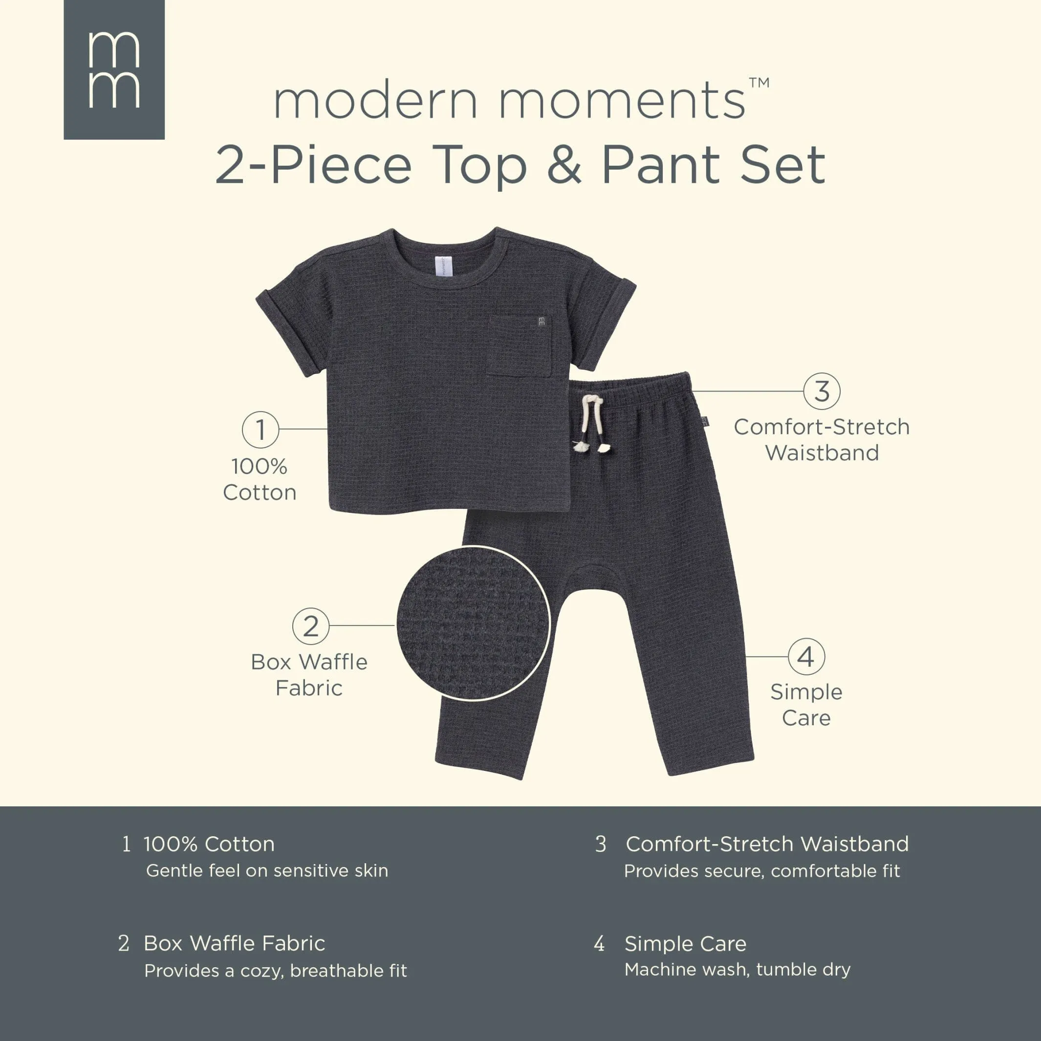 2-Piece Infant & Toddler Boys Charcoal Heather Pants and Shirt Set Gerber Childrenswea