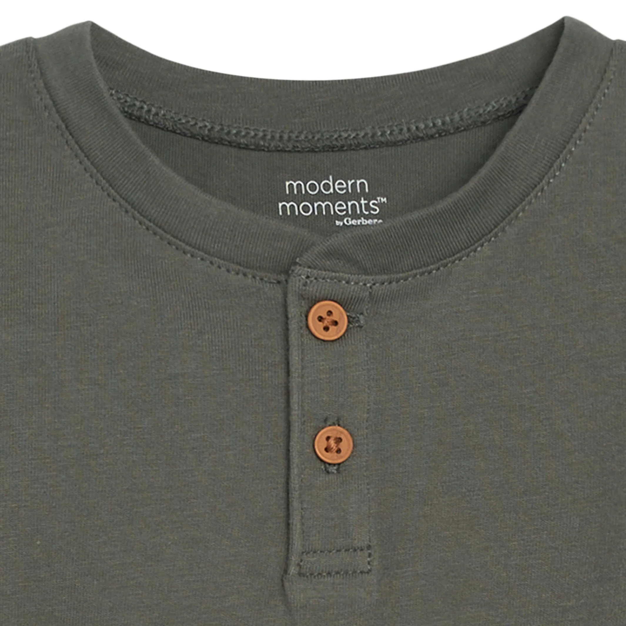 2-Piece Infant & Toddler Boys Dark Green Henley Shirt and Pant Set Gerber Childrenswea