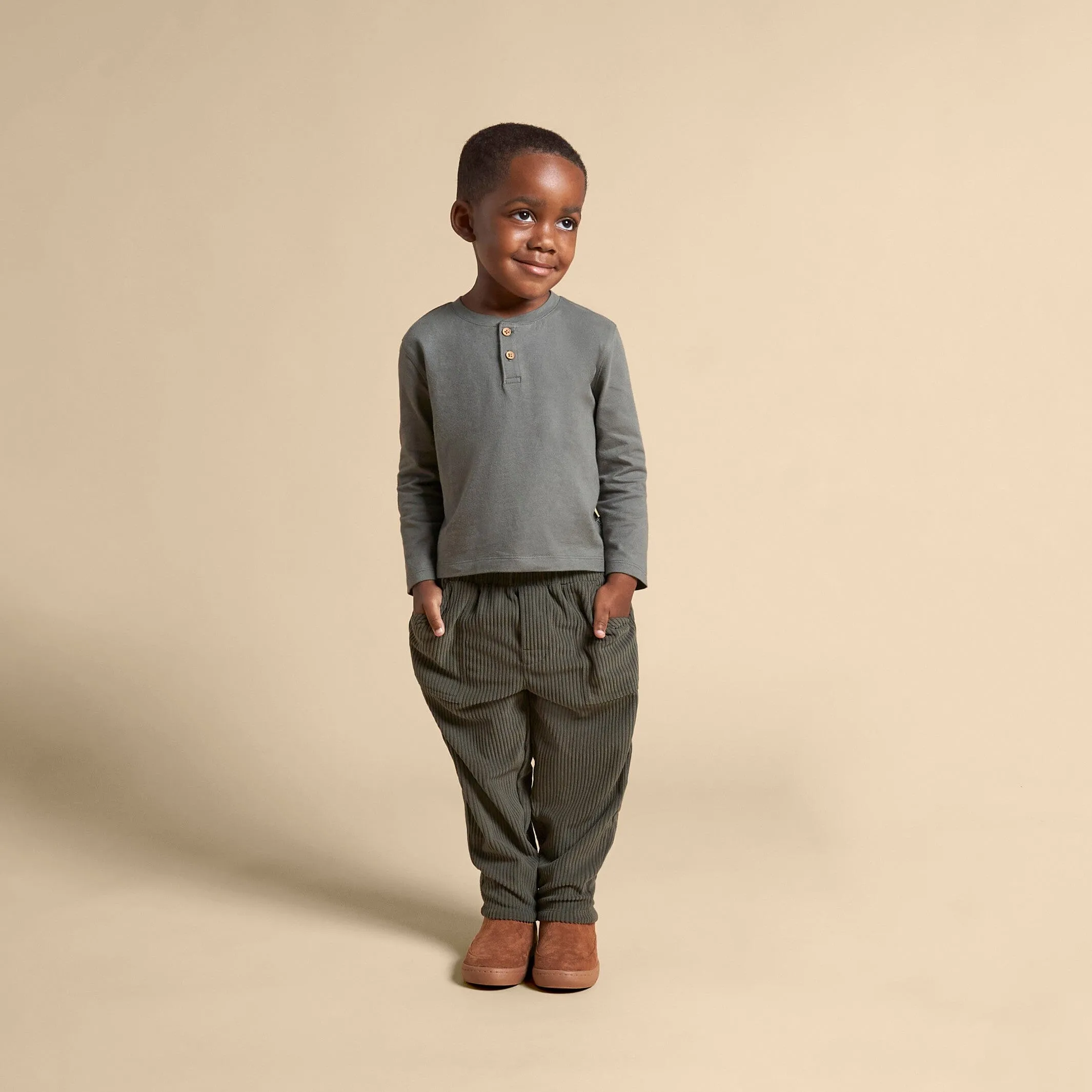 2-Piece Infant & Toddler Boys Dark Green Henley Shirt and Pant Set Gerber Childrenswea