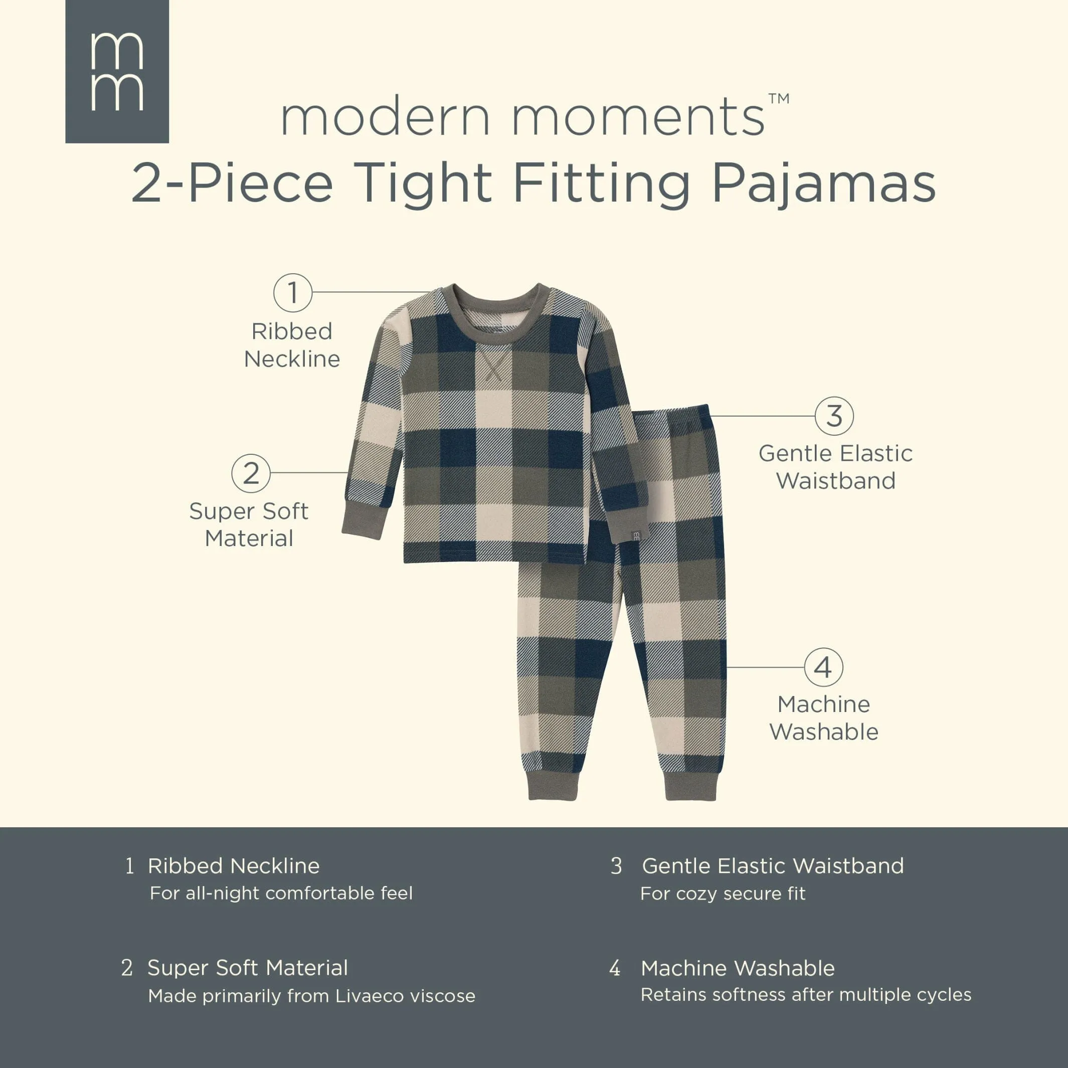 2-Piece Infant & Toddler Boys Dark Green Plaid Hacci Pajama Set Gerber Childrenswea
