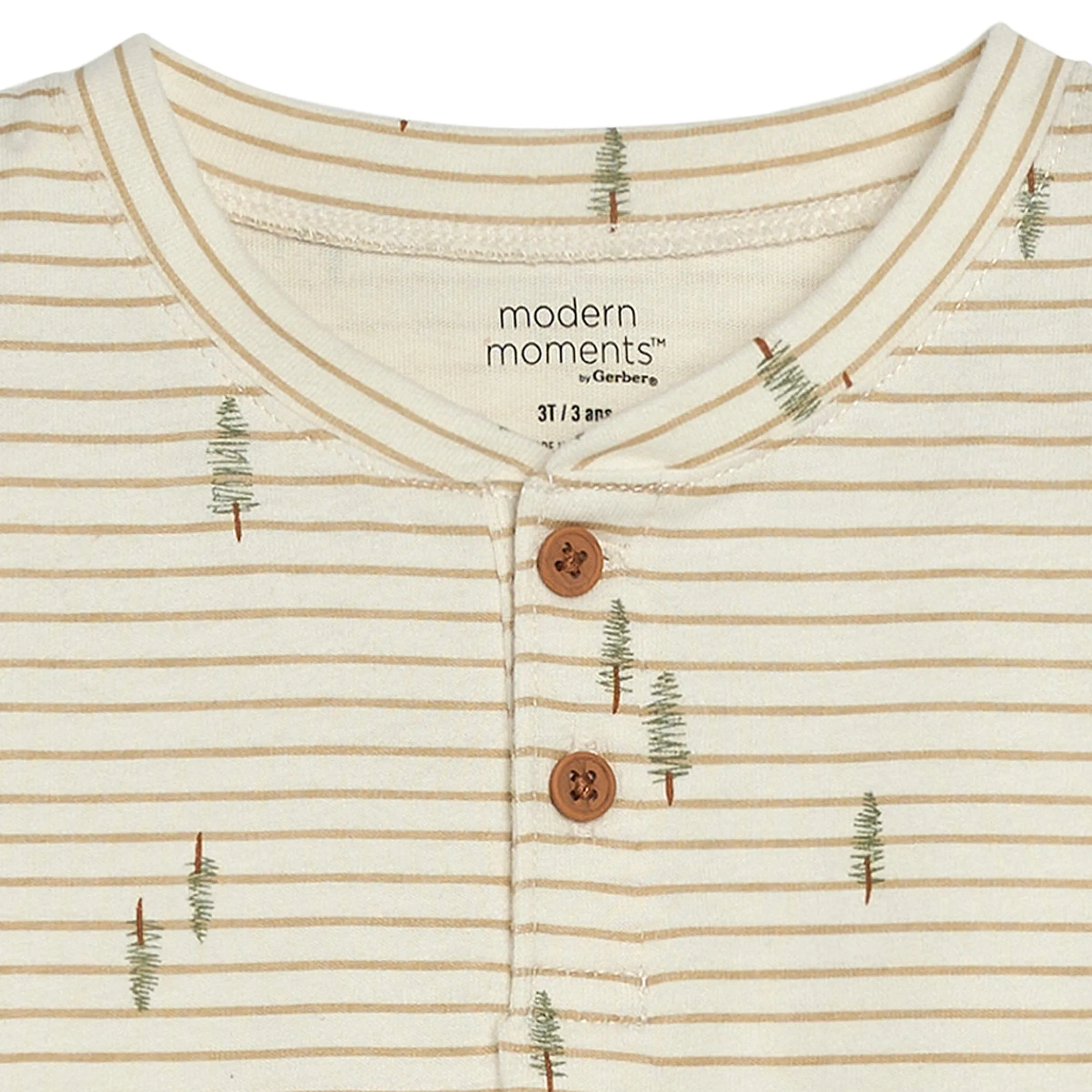 2-Piece Infant & Toddler Boys Light Beige Trees Henley Shirt and Pant Set Gerber Childrenswea
