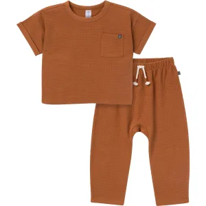 2-Piece Infant & Toddler Boys Medium Brown Pants and Shirt Set Gerber Childrenswea
