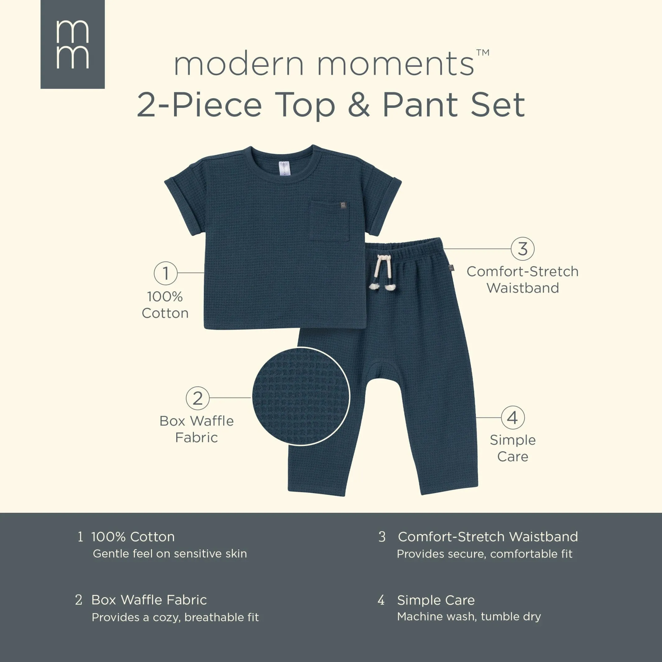 2-Piece Infant & Toddler Boys Navy Pants and Shirt Set Gerber Childrenswea